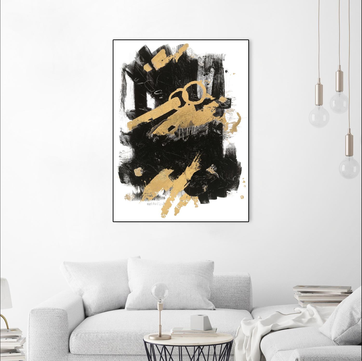 Gold Black Abstract Panel I by Mike Schick on GIANT ART - black abstract