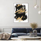 Gold Black Abstract Panel I by Mike Schick on GIANT ART - black abstract