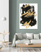 Gold Black Abstract Panel I by Mike Schick on GIANT ART - black abstract
