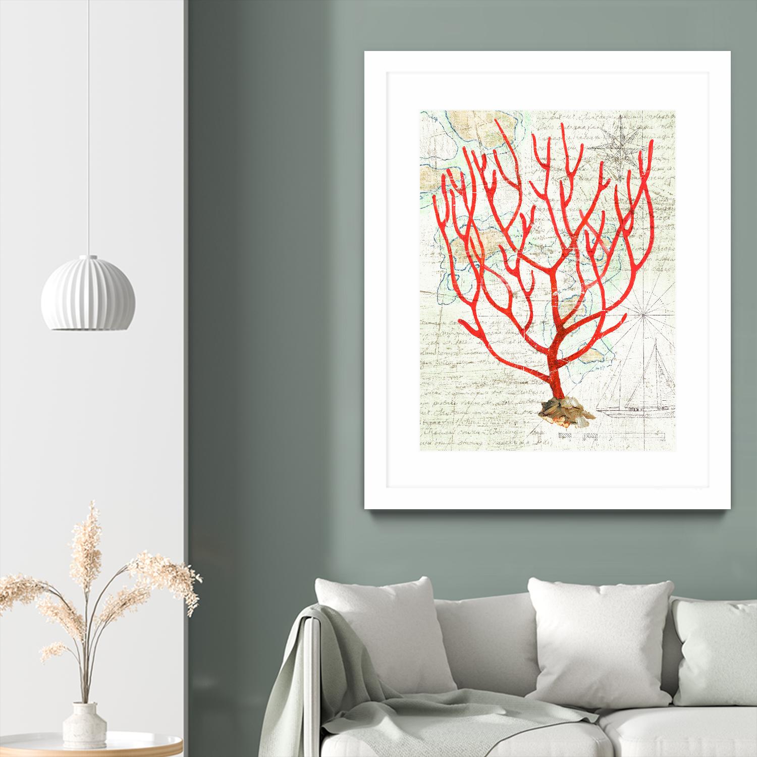 Textured Coral I by Avery Tillmon on GIANT ART - beige nautical