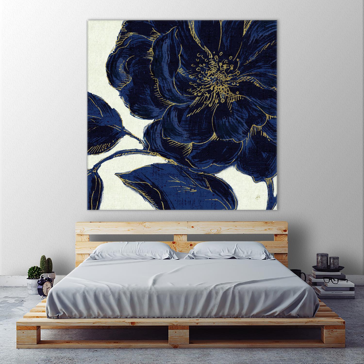 Indigo Garden II by Daphne Brissonnet on GIANT ART - beige floral
