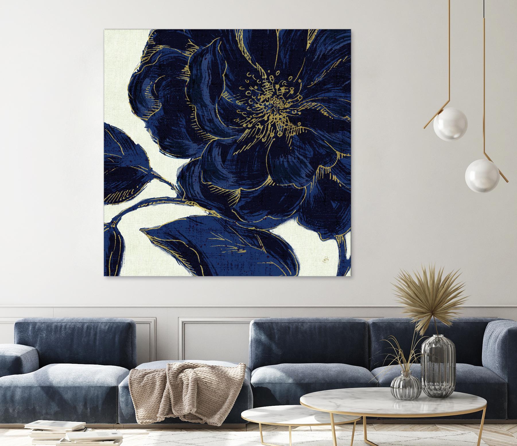 Indigo Garden II by Daphne Brissonnet on GIANT ART - beige floral