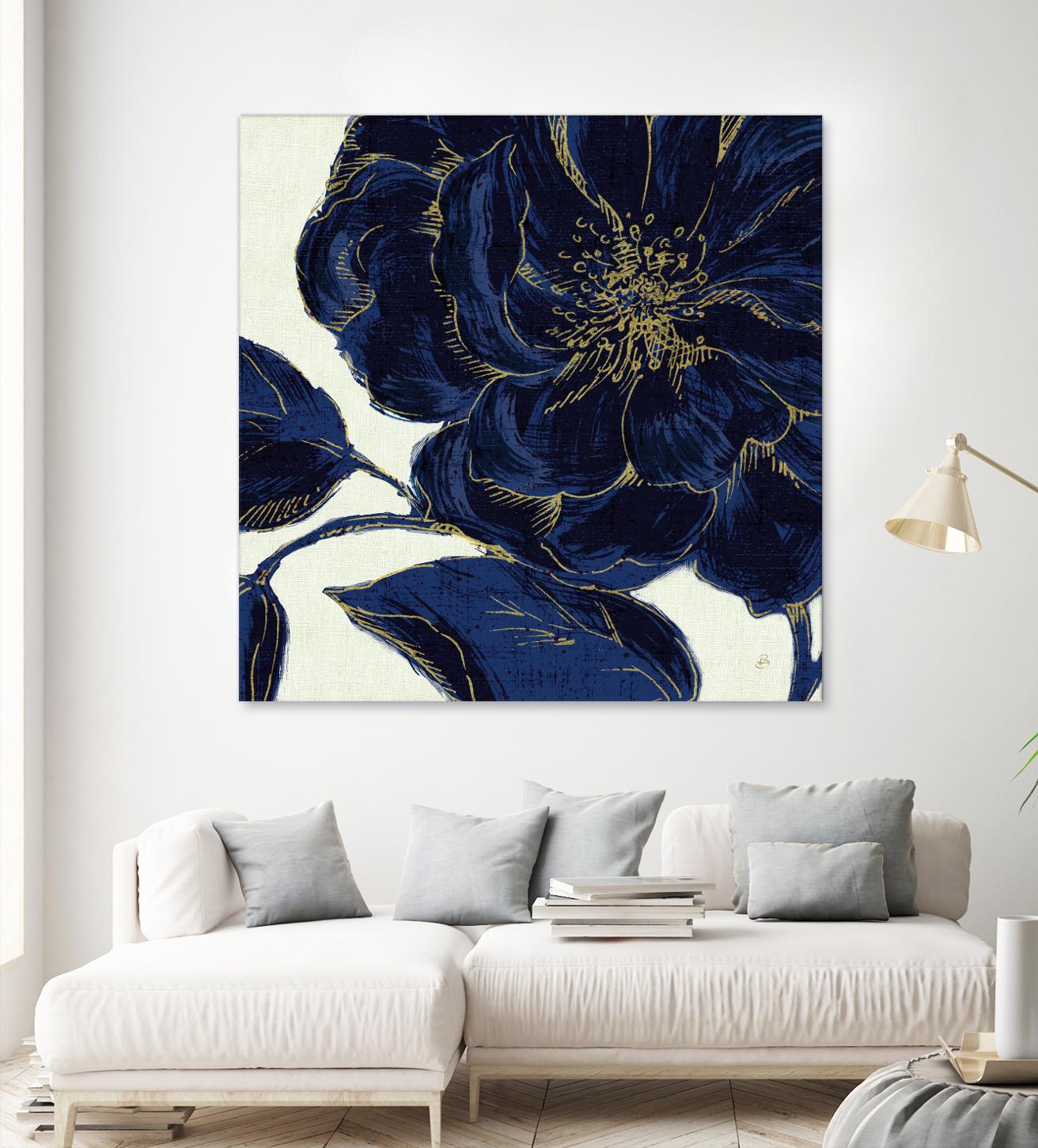 Indigo Garden II by Daphne Brissonnet on GIANT ART - beige floral