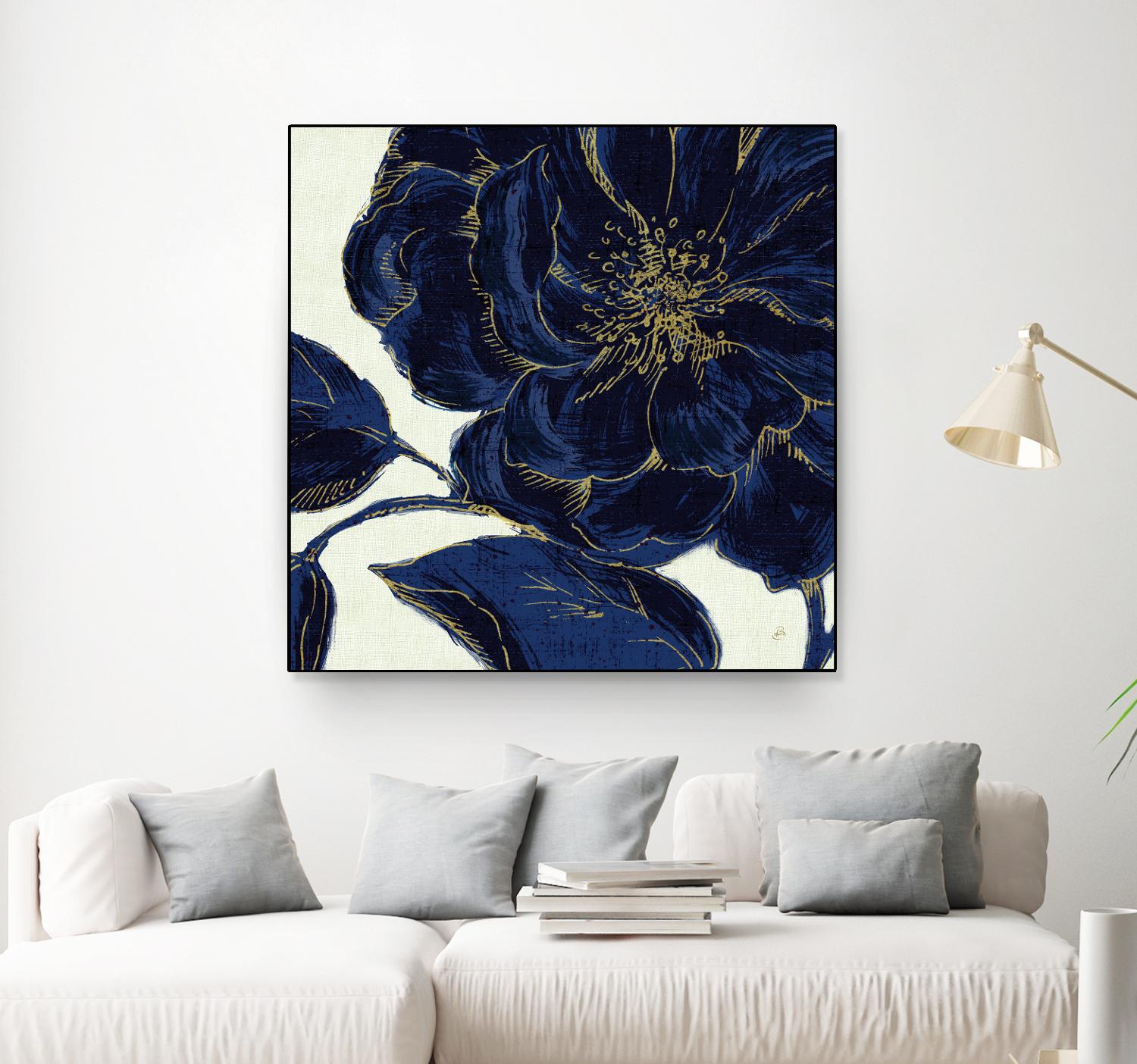 Indigo Garden II by Daphne Brissonnet on GIANT ART - beige floral