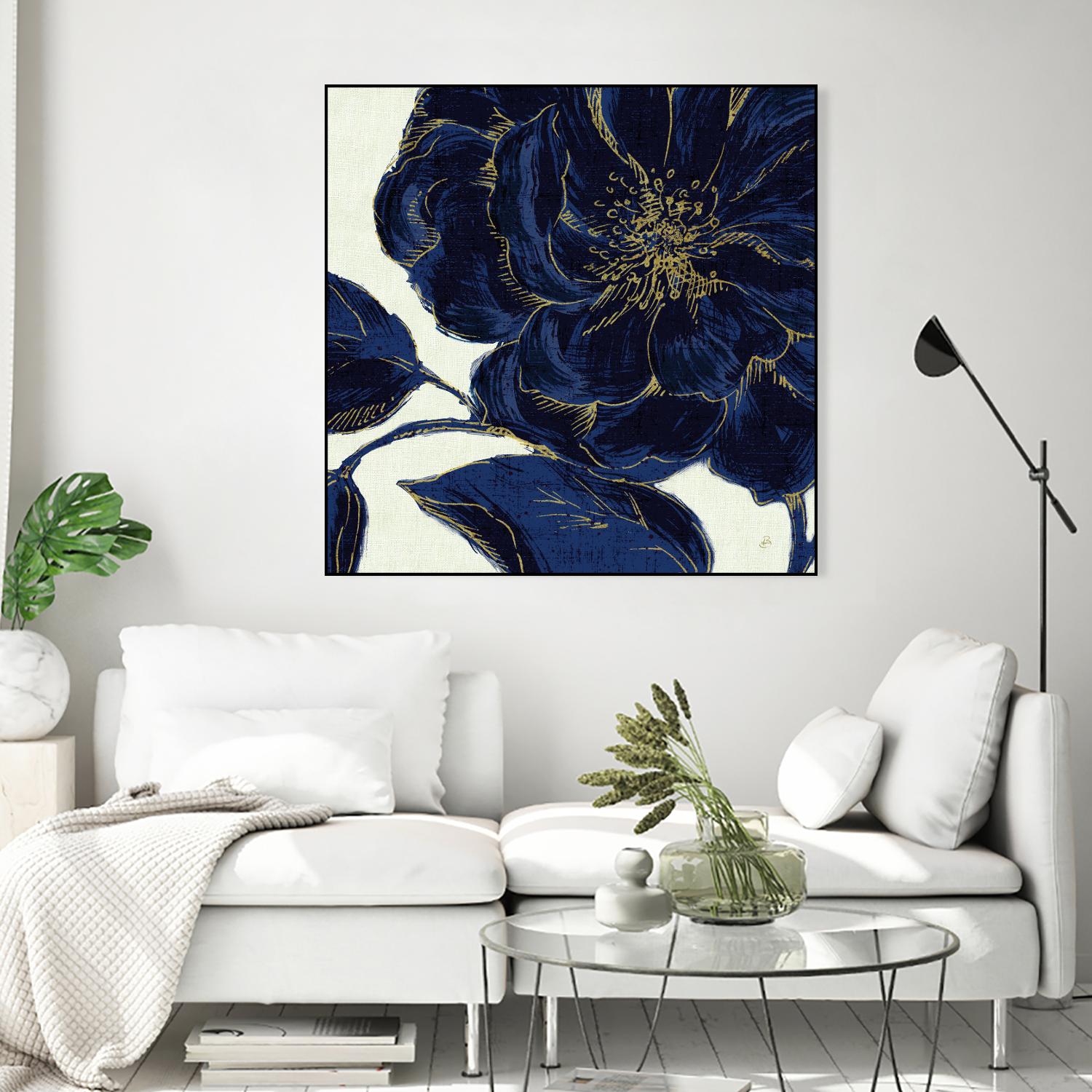 Indigo Garden II by Daphne Brissonnet on GIANT ART - beige floral