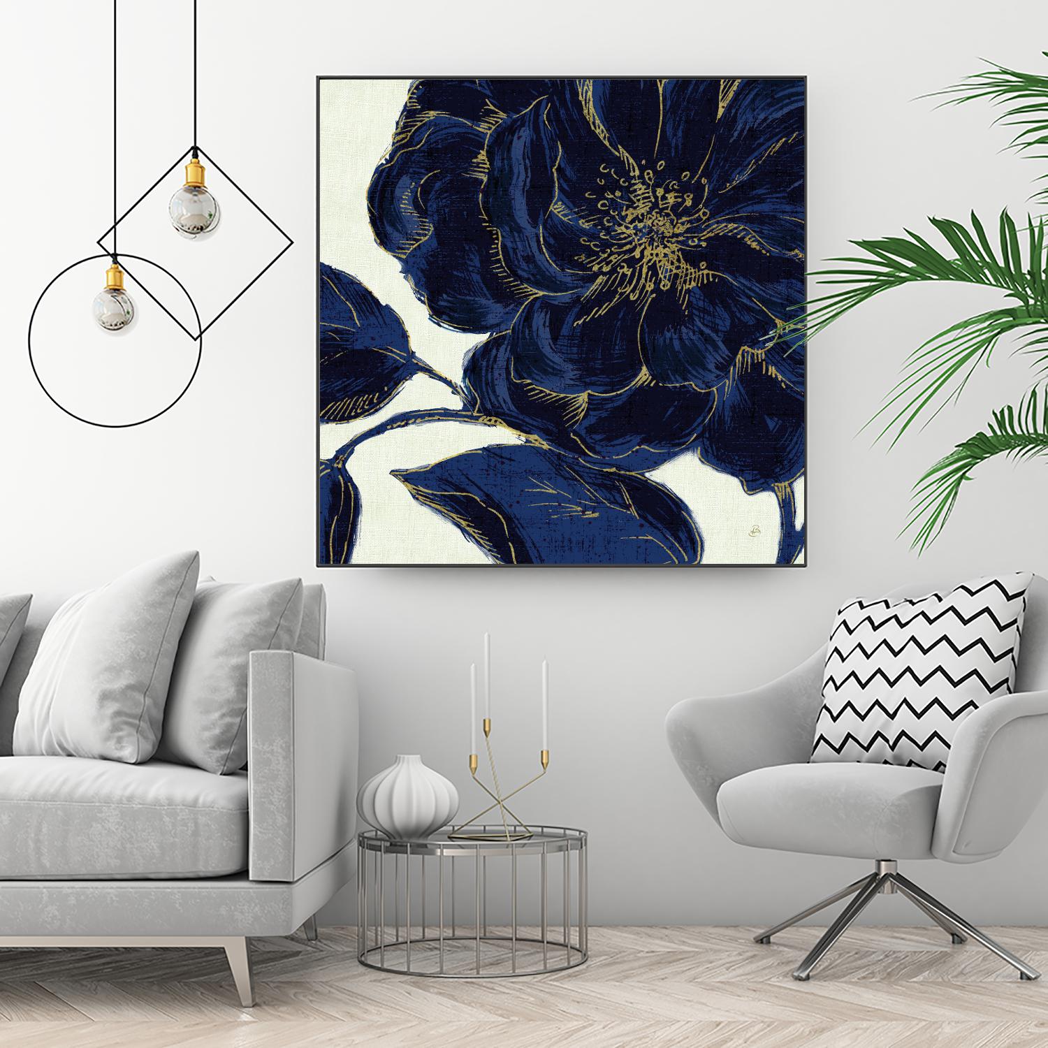 Indigo Garden II by Daphne Brissonnet on GIANT ART - beige floral