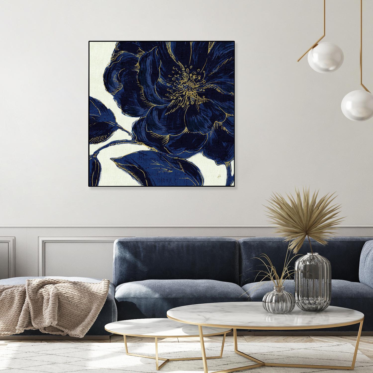 Indigo Garden II by Daphne Brissonnet on GIANT ART - beige floral