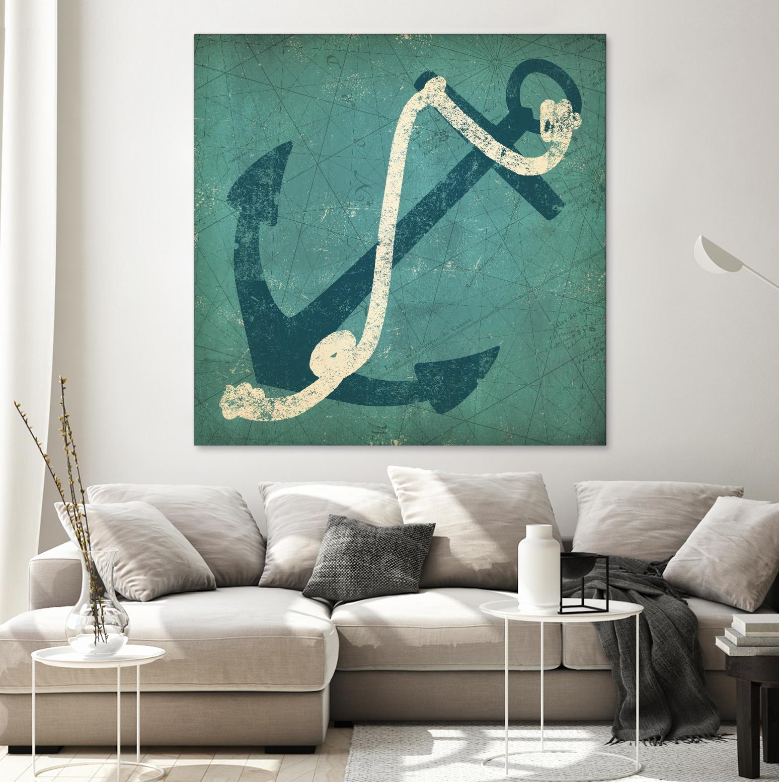 Nautical Anchor Blue by Ryan Fowler on GIANT ART - white nautical