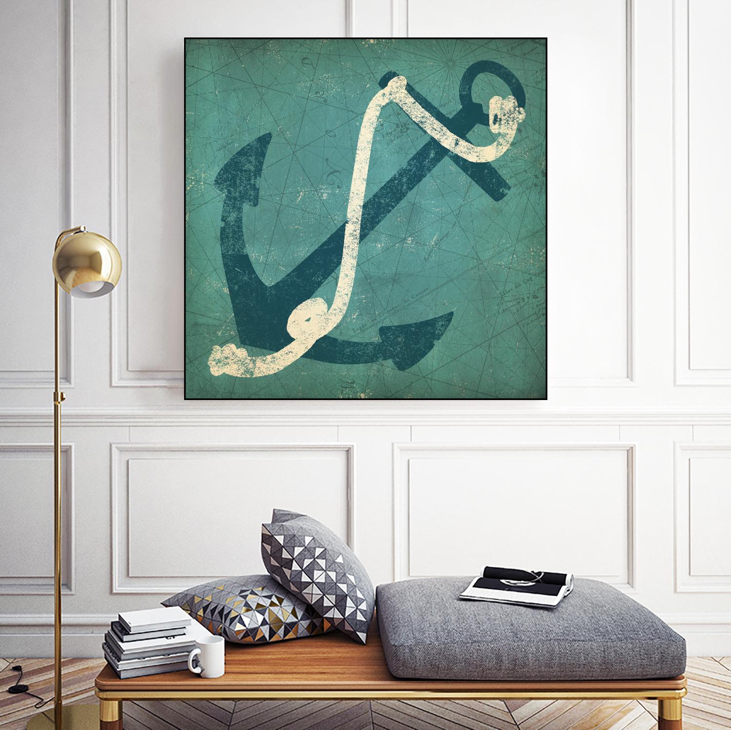 Nautical Anchor Blue by Ryan Fowler on GIANT ART - white nautical