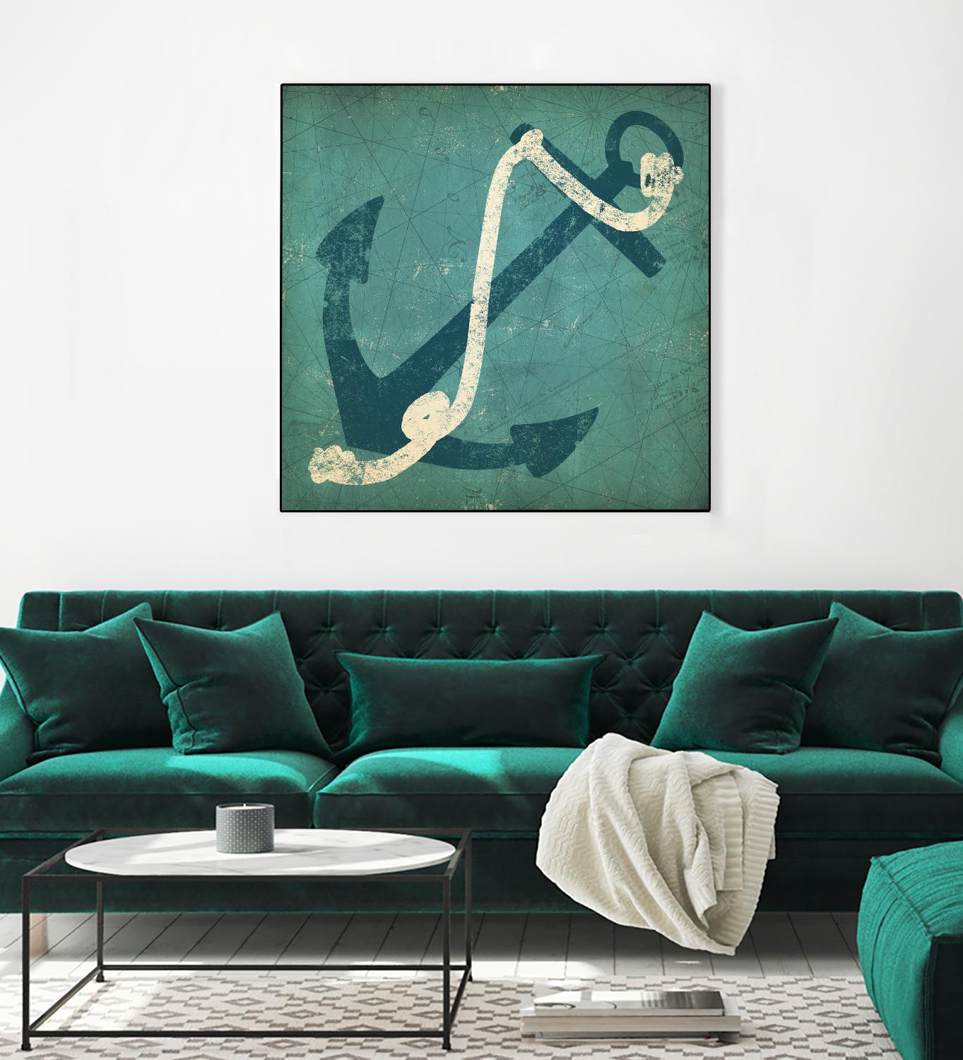 Nautical Anchor Blue by Ryan Fowler on GIANT ART - white nautical
