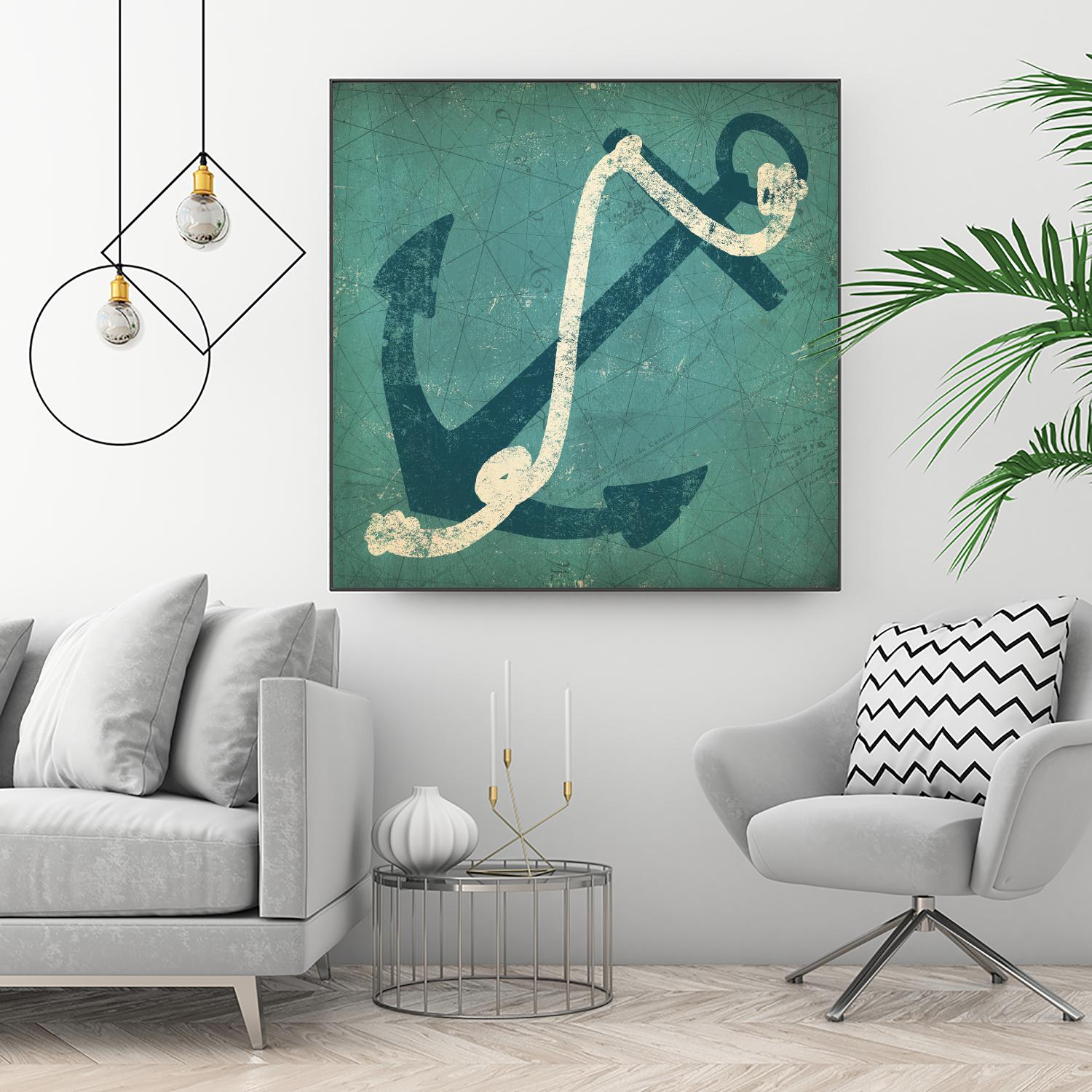 Nautical Anchor Blue by Ryan Fowler on GIANT ART - white nautical