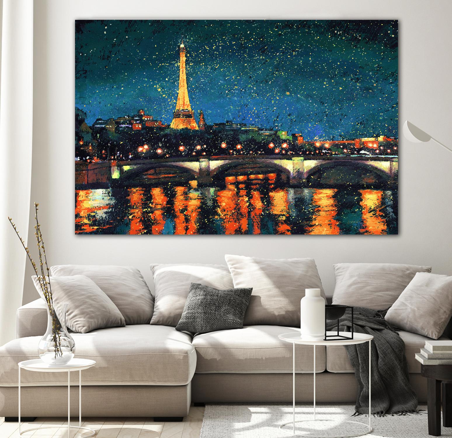 Paris Nights Blue I by James Wiens on GIANT ART - yellow city scene