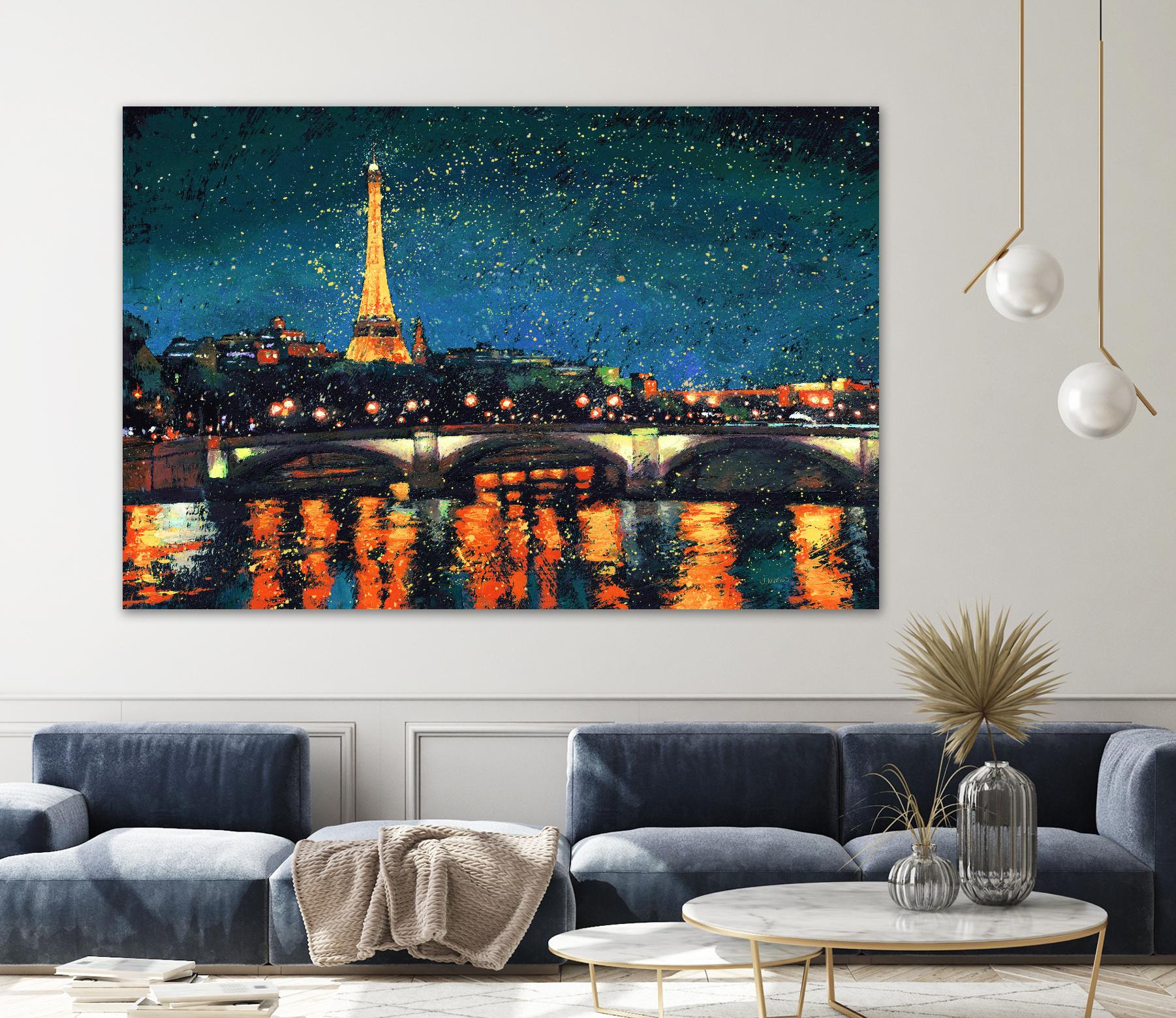 Paris Nights Blue I by James Wiens on GIANT ART - yellow city scene
