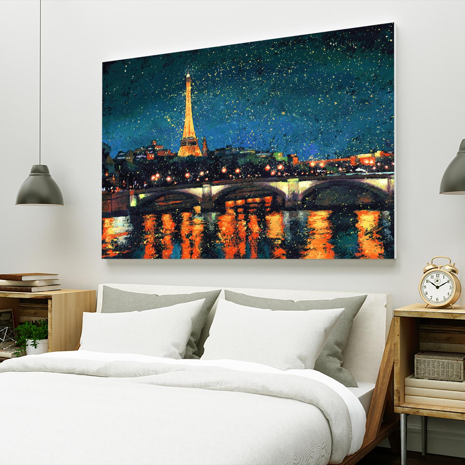 Paris Nights Blue I by James Wiens on GIANT ART - yellow city scene
