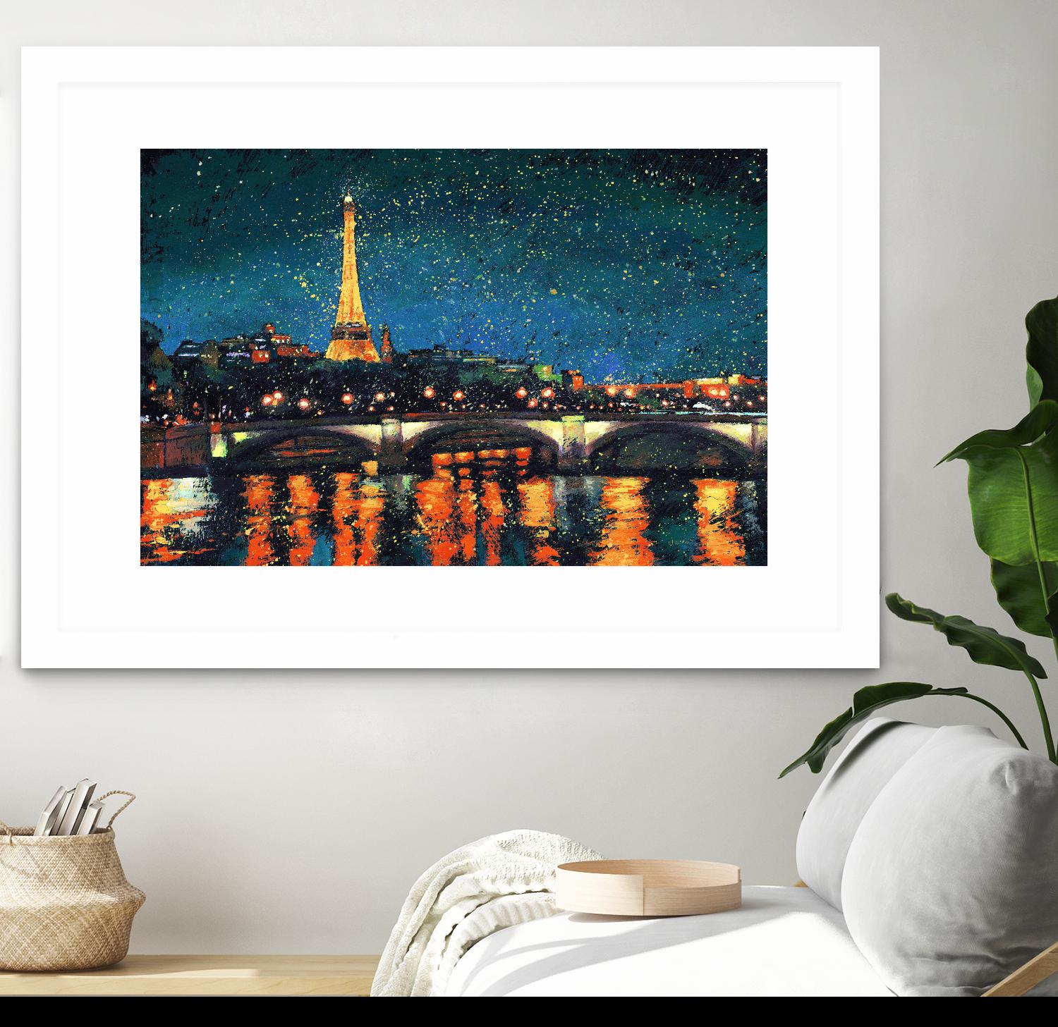 Paris Nights Blue I by James Wiens on GIANT ART - blue architecture eiffel tower