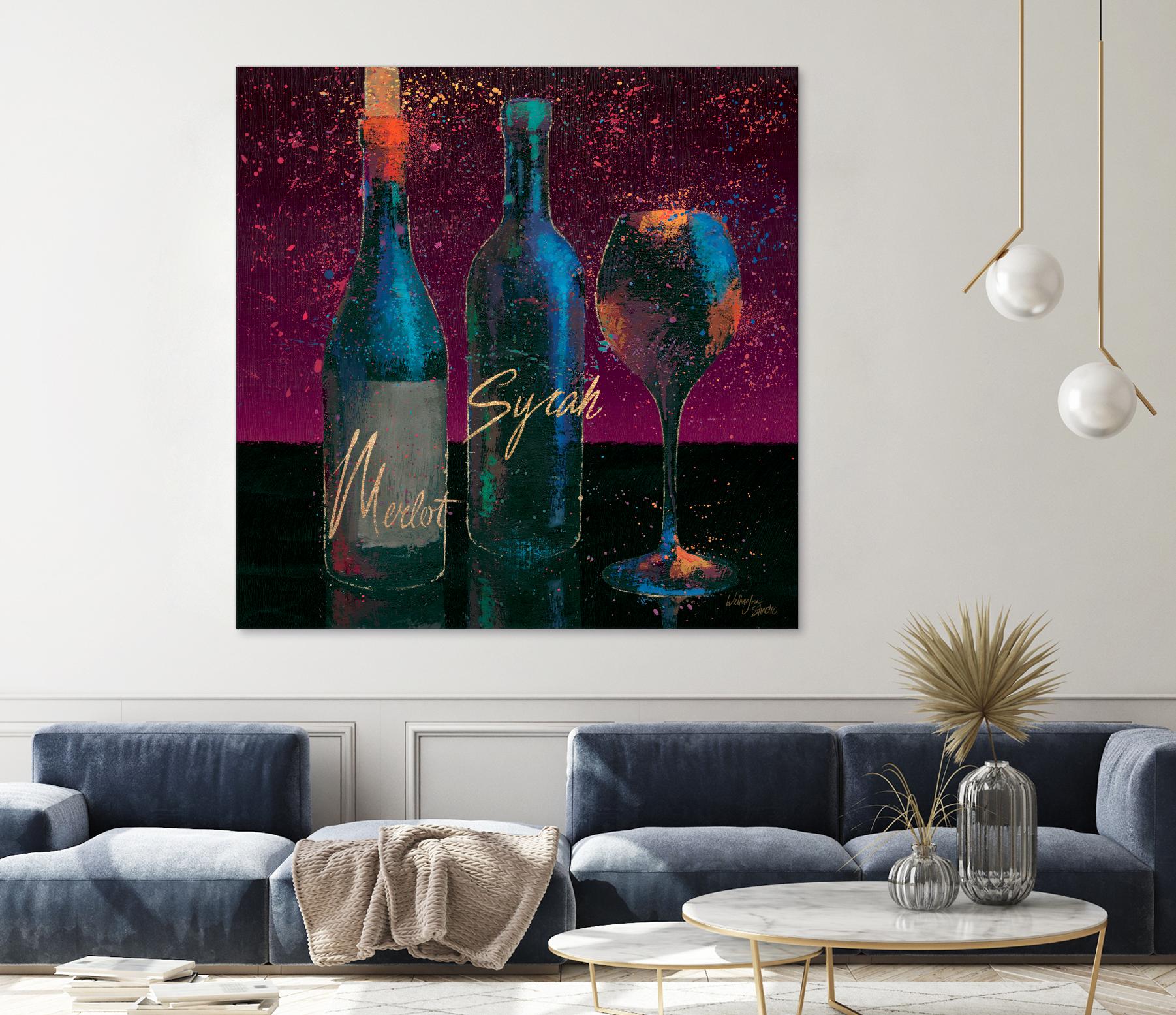 Wine Splash Dark III by Wellington Studio on GIANT ART - blue fruit-food-drink
