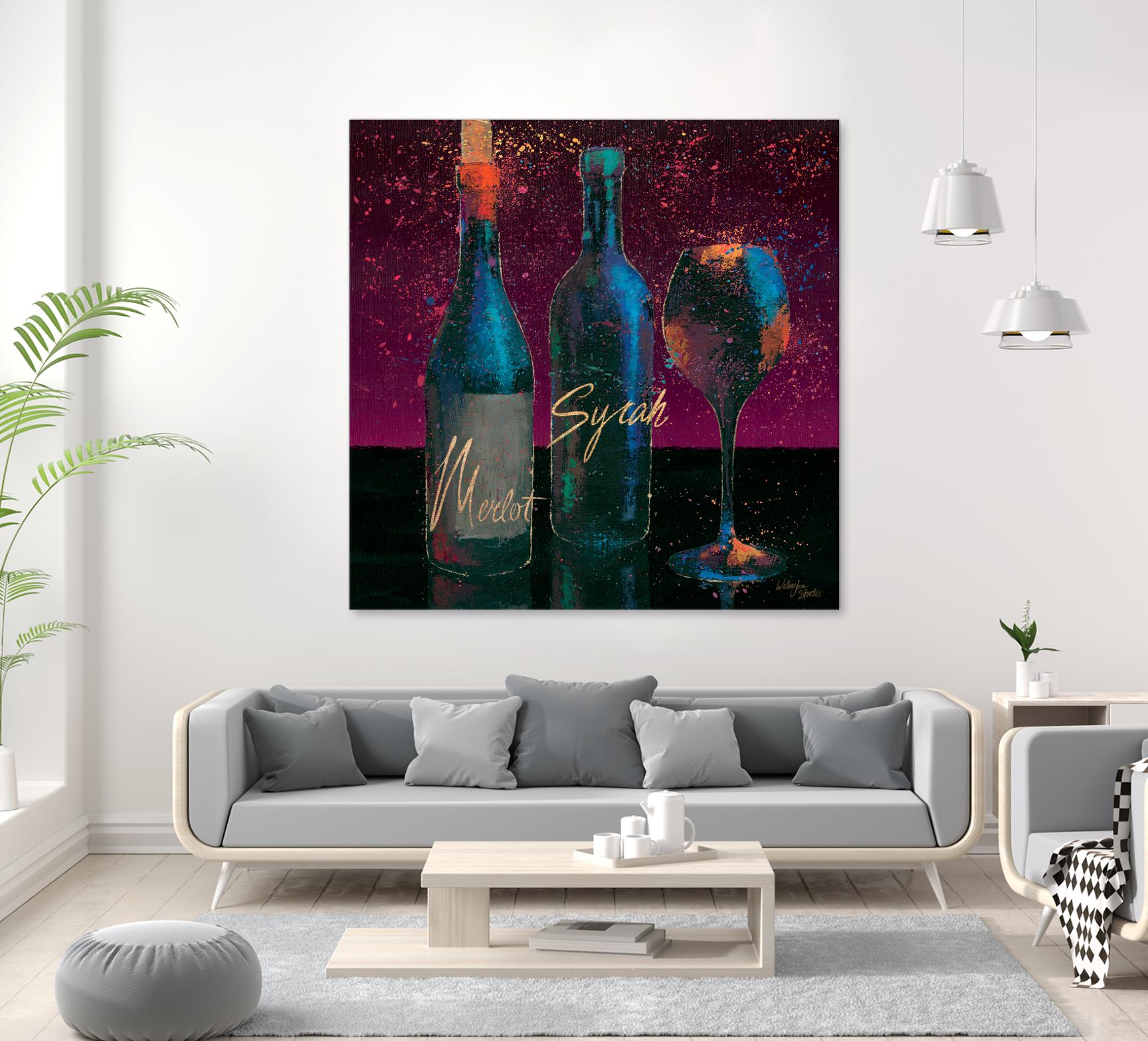 Wine Splash Dark III by Wellington Studio on GIANT ART - blue fruit-food-drink