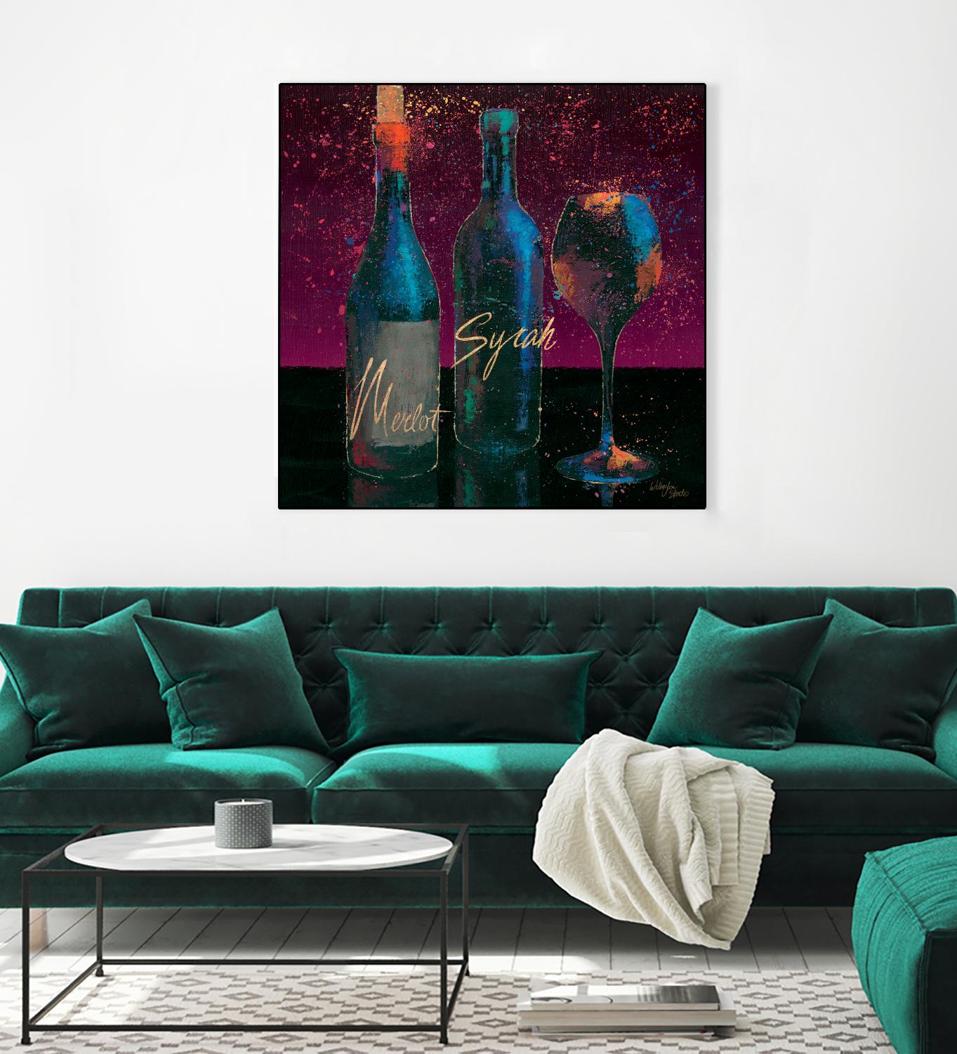 Wine Splash Dark III by Wellington Studio on GIANT ART - blue fruit-food-drink