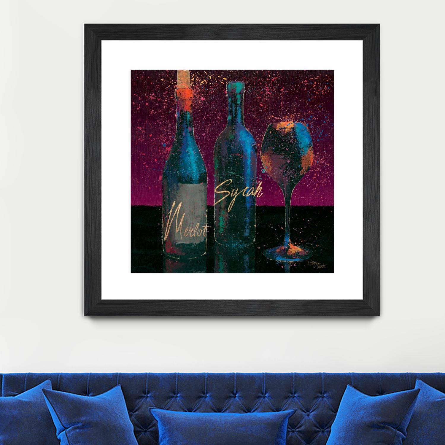 Wine Splash Dark III by Wellington Studio on GIANT ART - blue fruit-food-drink