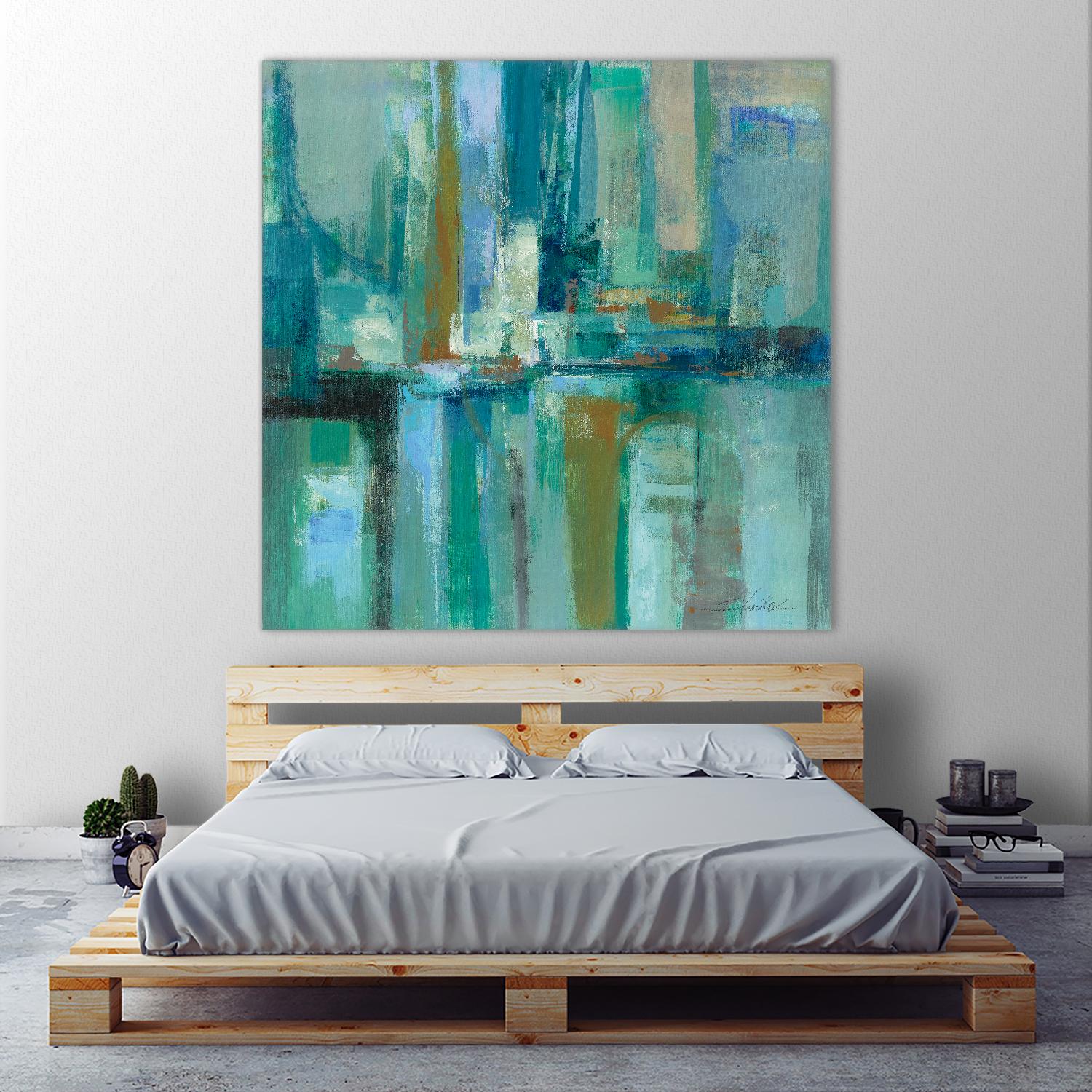 A Walk in the Rain by Silvia Vassileva on GIANT ART - turquoise abstract