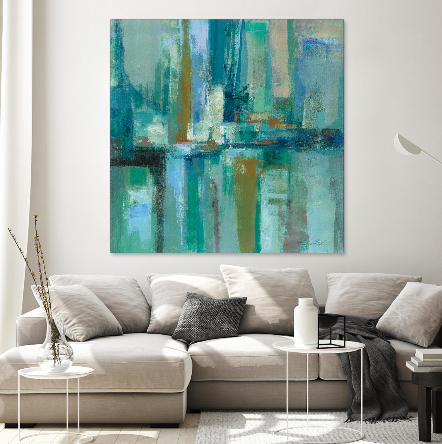 A Walk in the Rain by Silvia Vassileva on GIANT ART - turquoise abstract