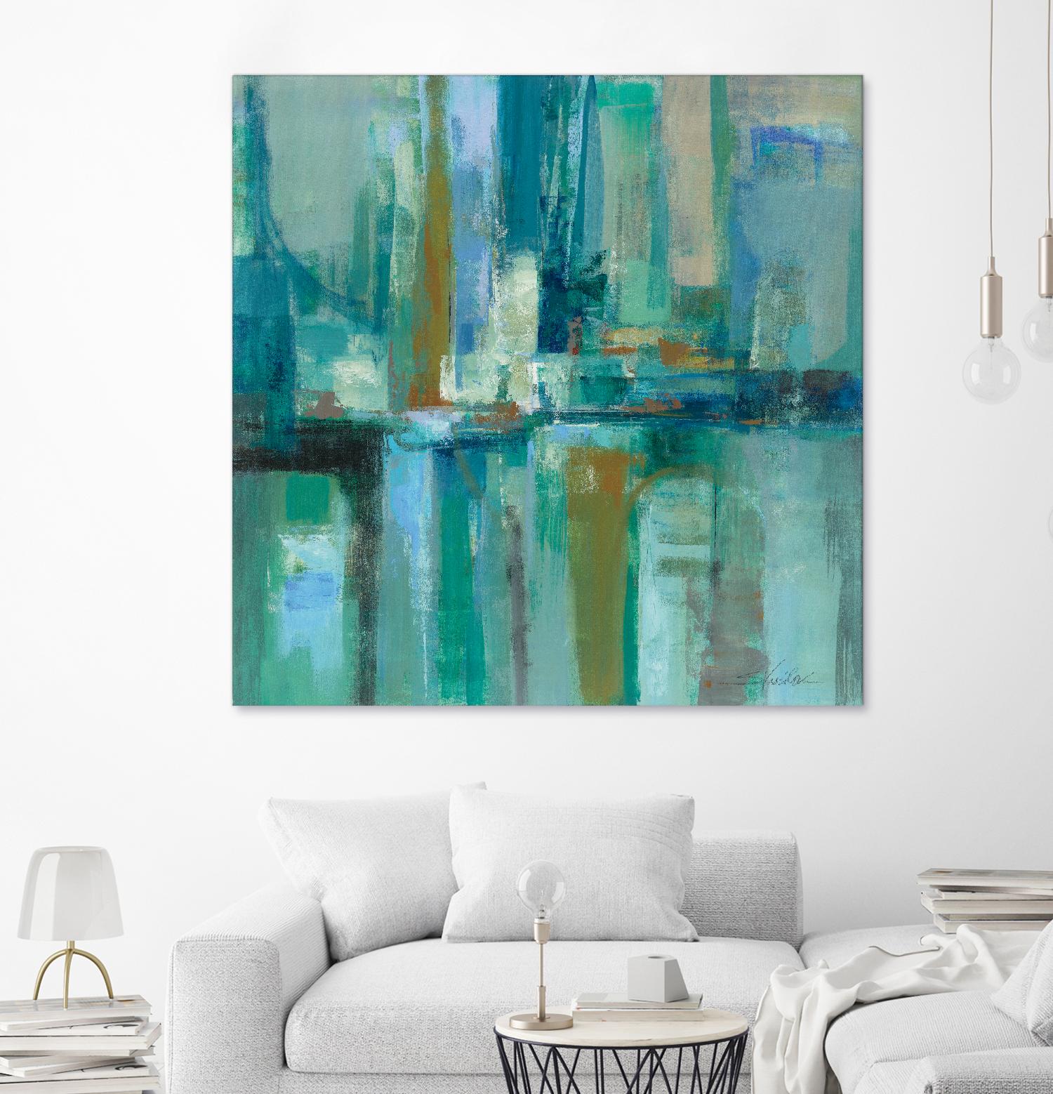 A Walk in the Rain by Silvia Vassileva on GIANT ART - turquoise abstract