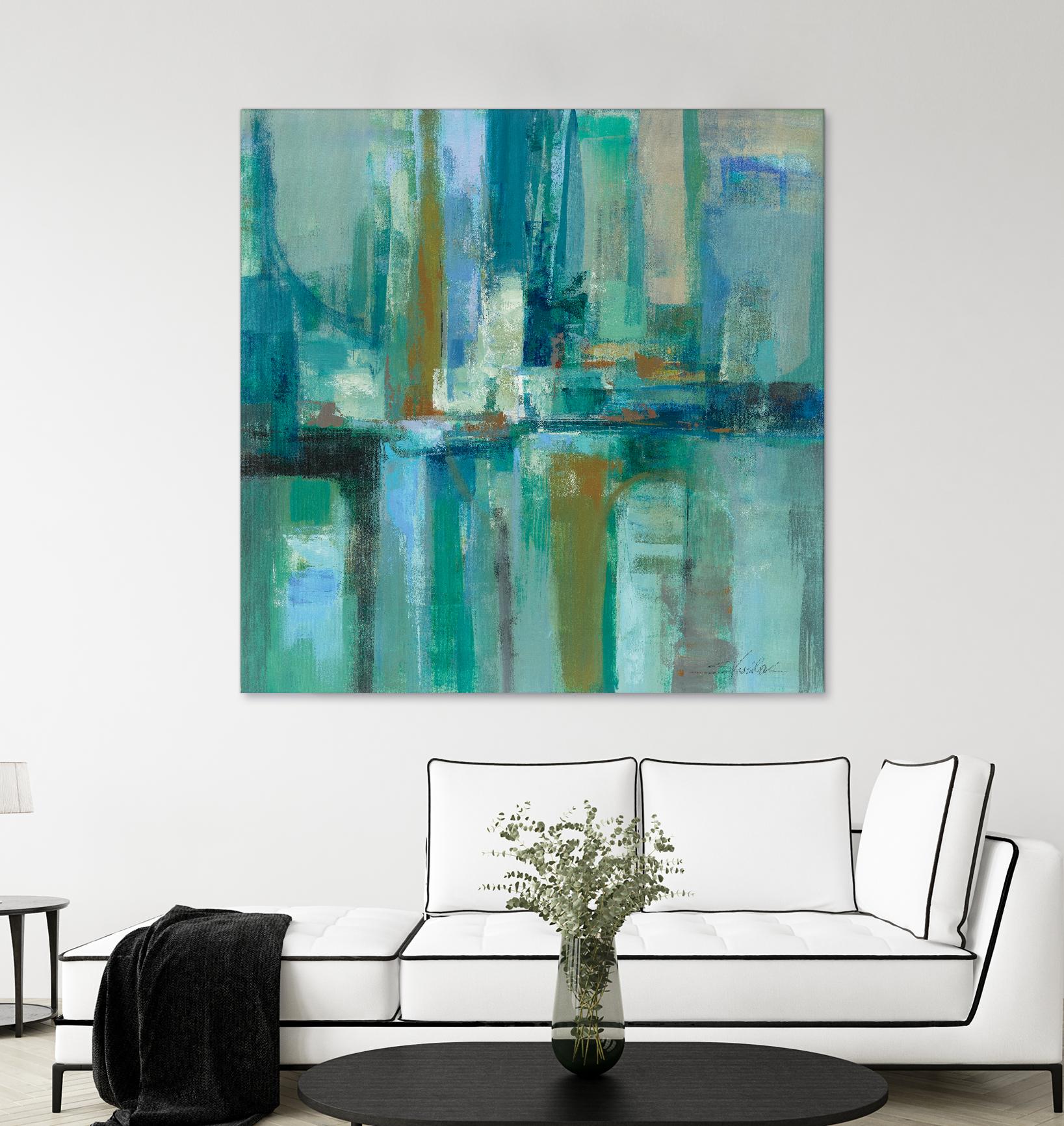 A Walk in the Rain by Silvia Vassileva on GIANT ART - turquoise abstract