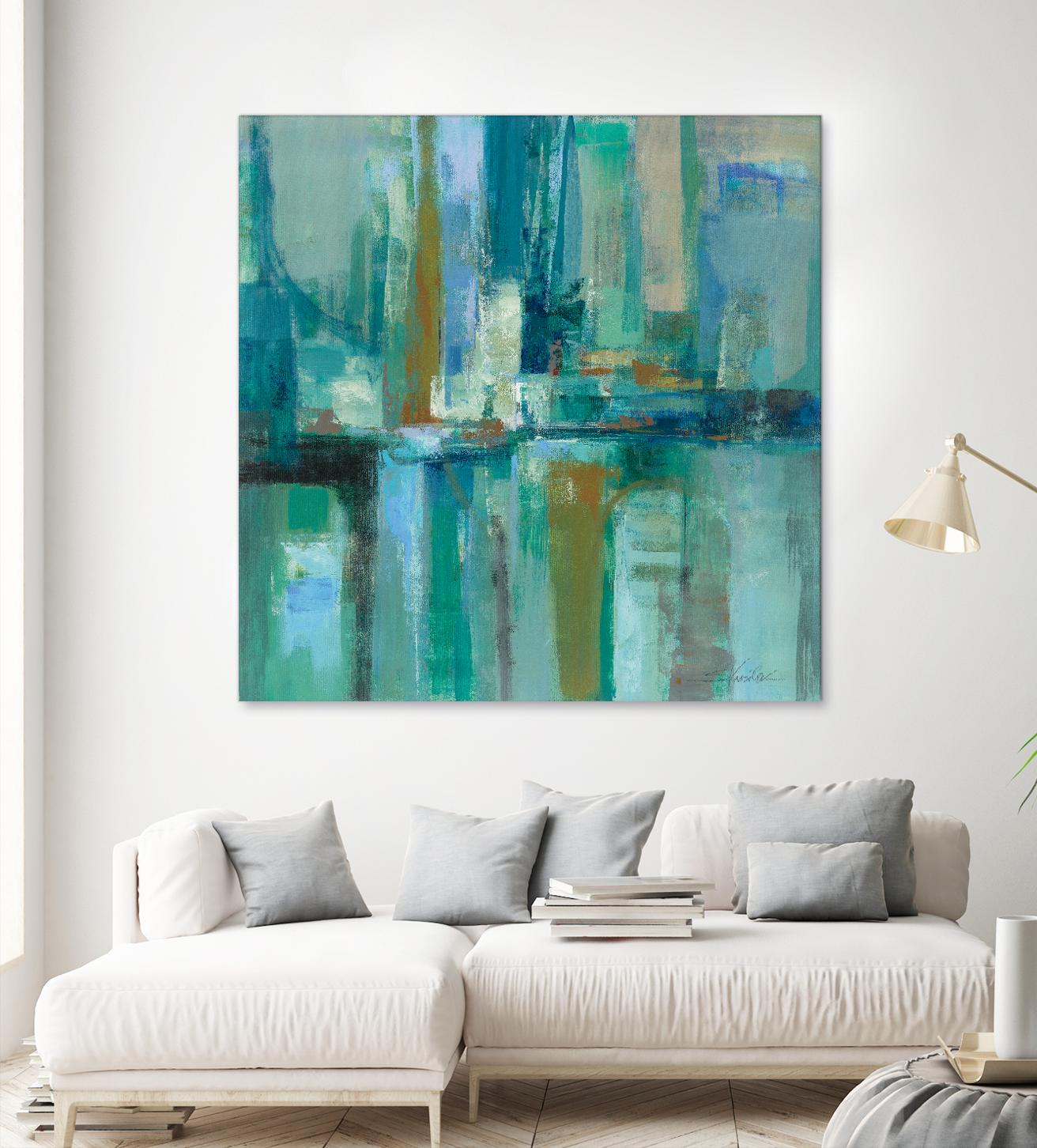 A Walk in the Rain by Silvia Vassileva on GIANT ART - turquoise abstract