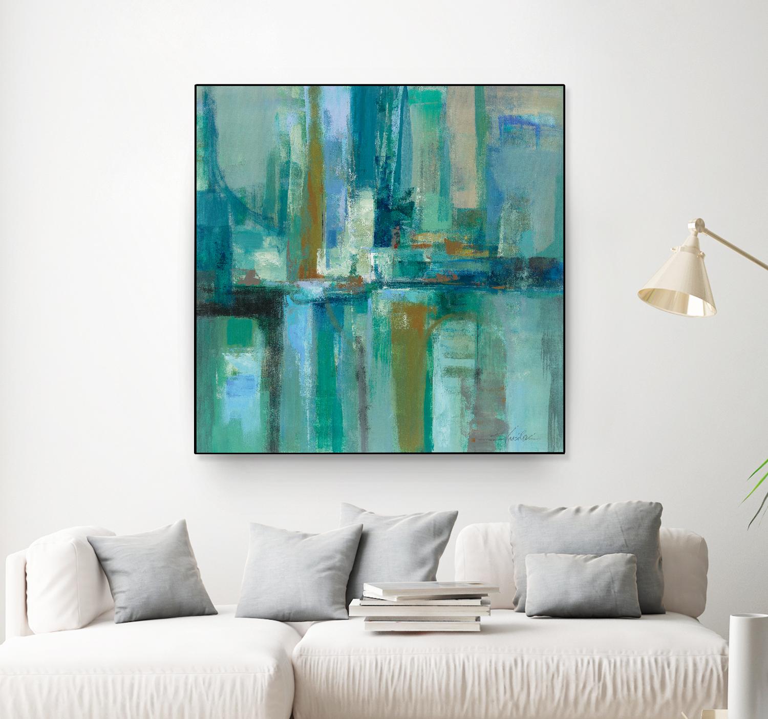 A Walk in the Rain by Silvia Vassileva on GIANT ART - turquoise abstract