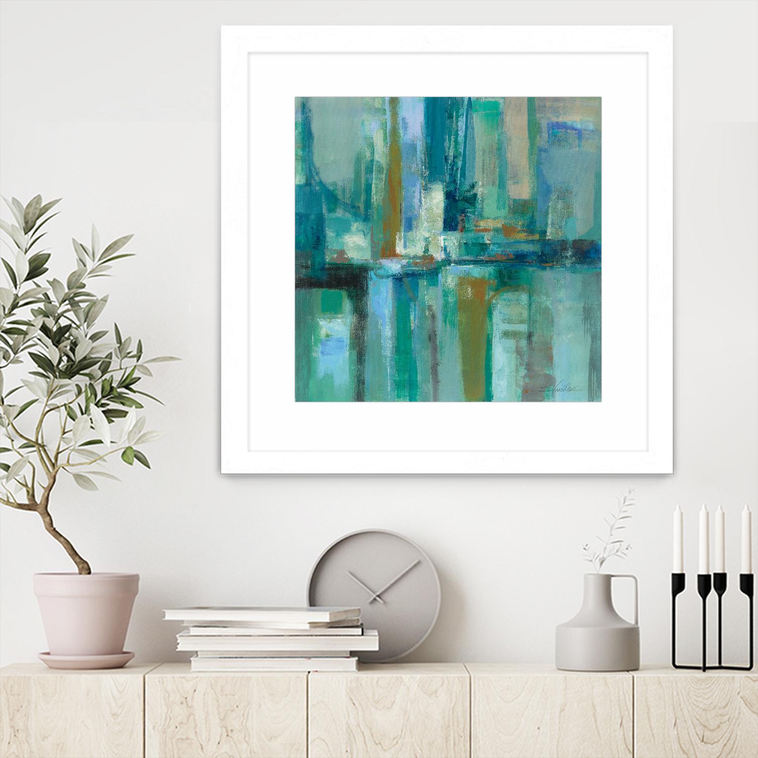 A Walk in the Rain by Silvia Vassileva on GIANT ART - turquoise abstract