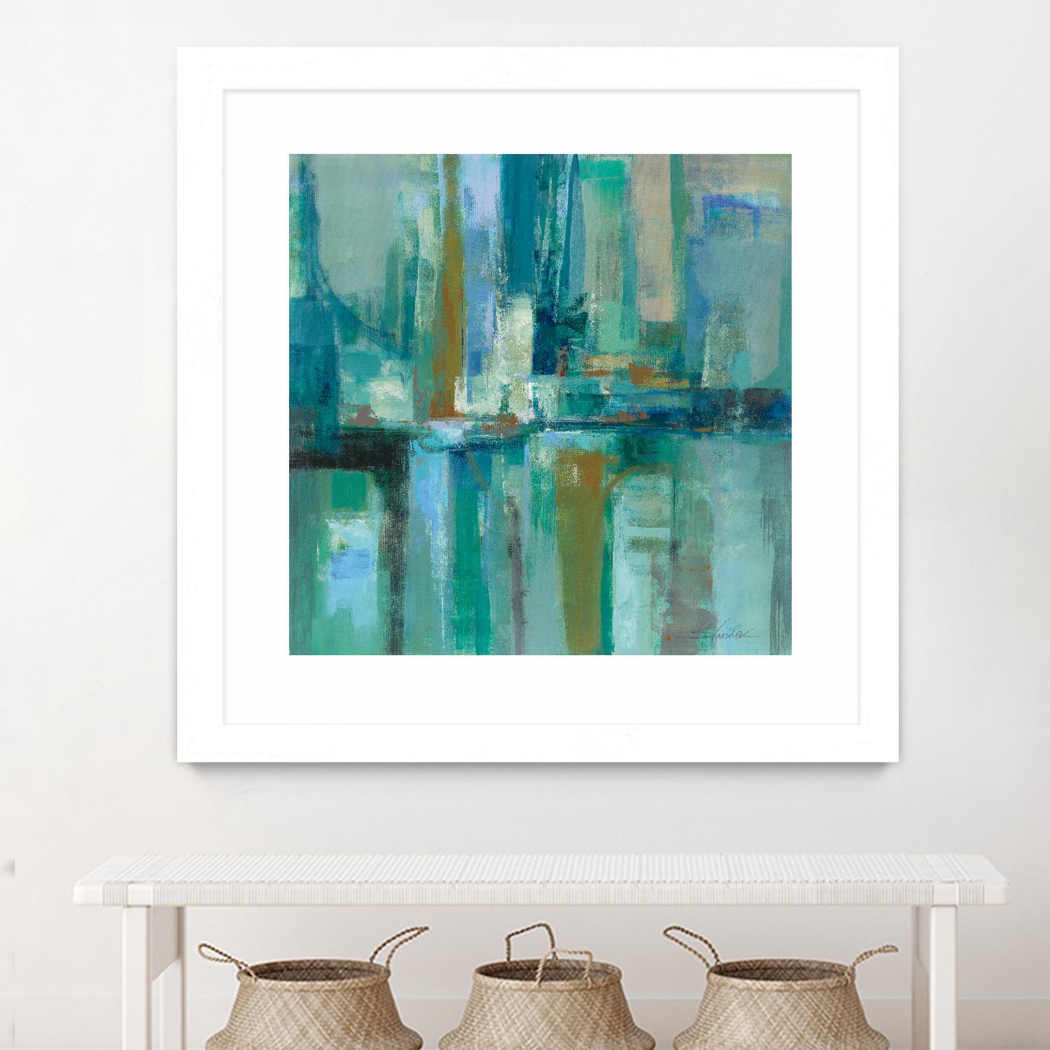 A Walk in the Rain by Silvia Vassileva on GIANT ART - turquoise abstract