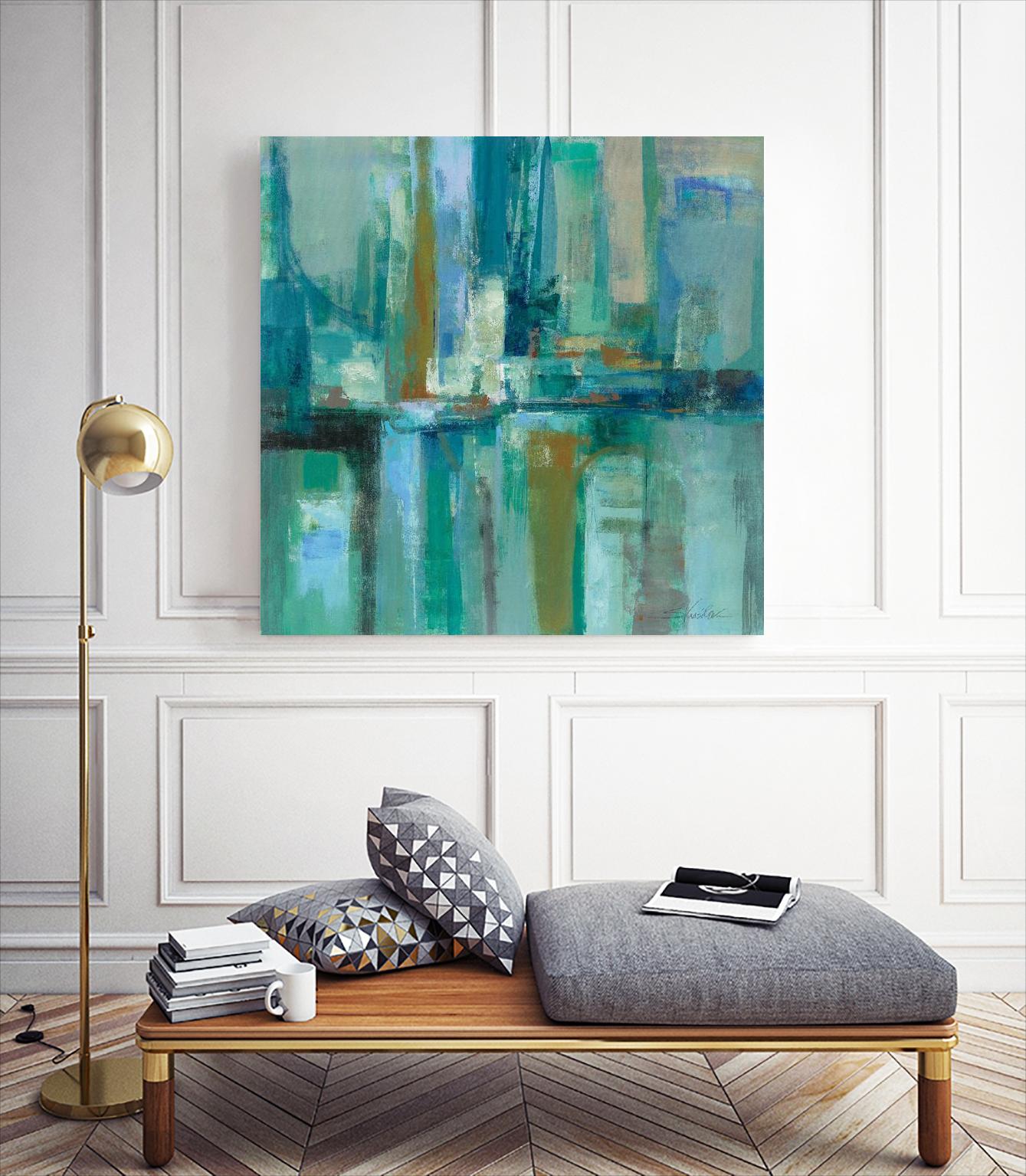 A Walk in the Rain by Silvia Vassileva on GIANT ART - turquoise abstract