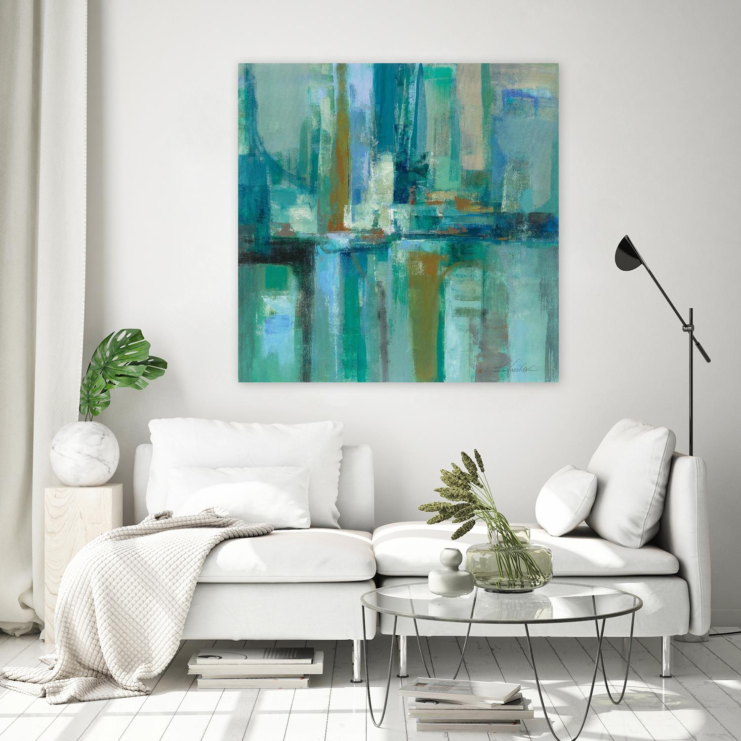 A Walk in the Rain by Silvia Vassileva on GIANT ART - turquoise abstract