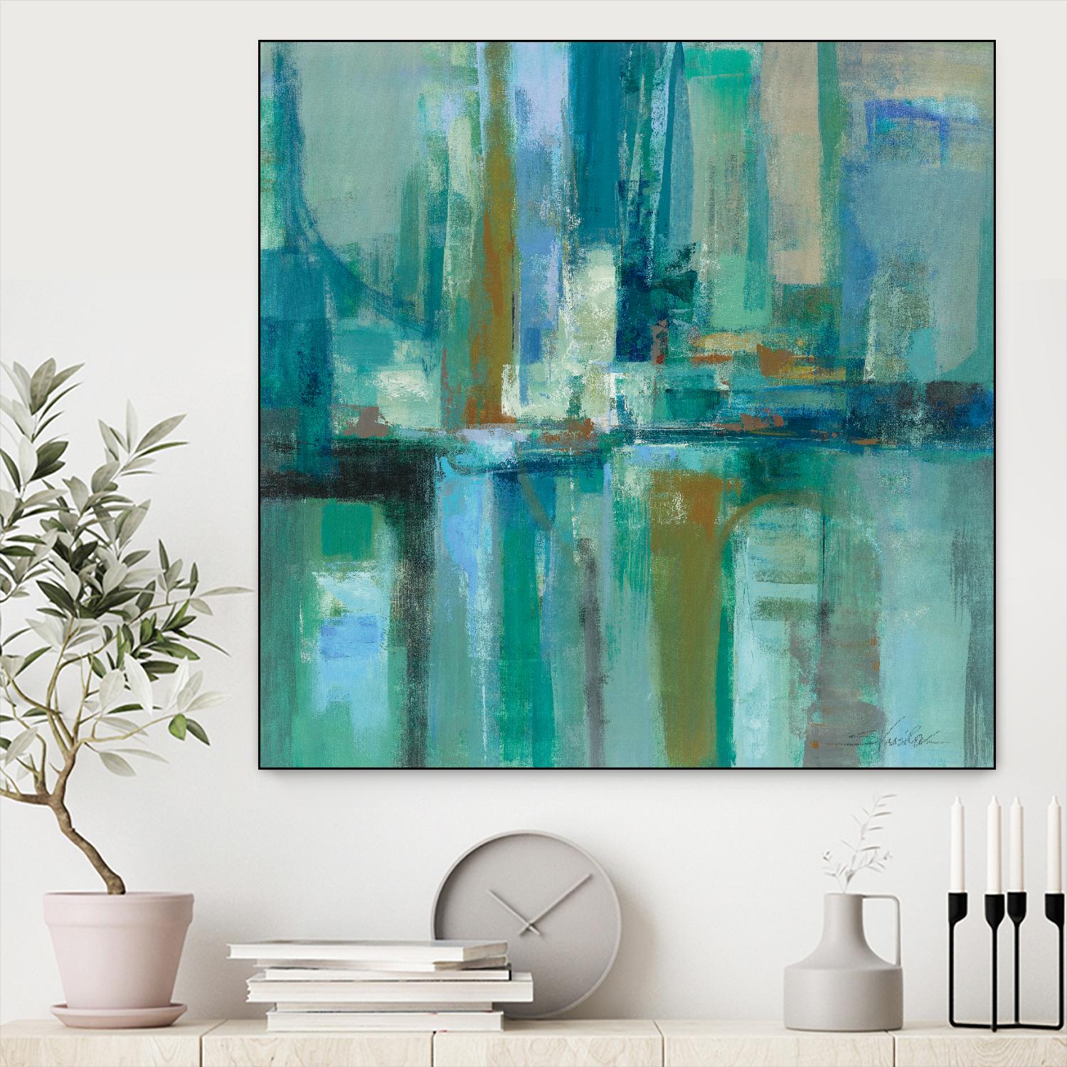 A Walk in the Rain by Silvia Vassileva on GIANT ART - turquoise abstract