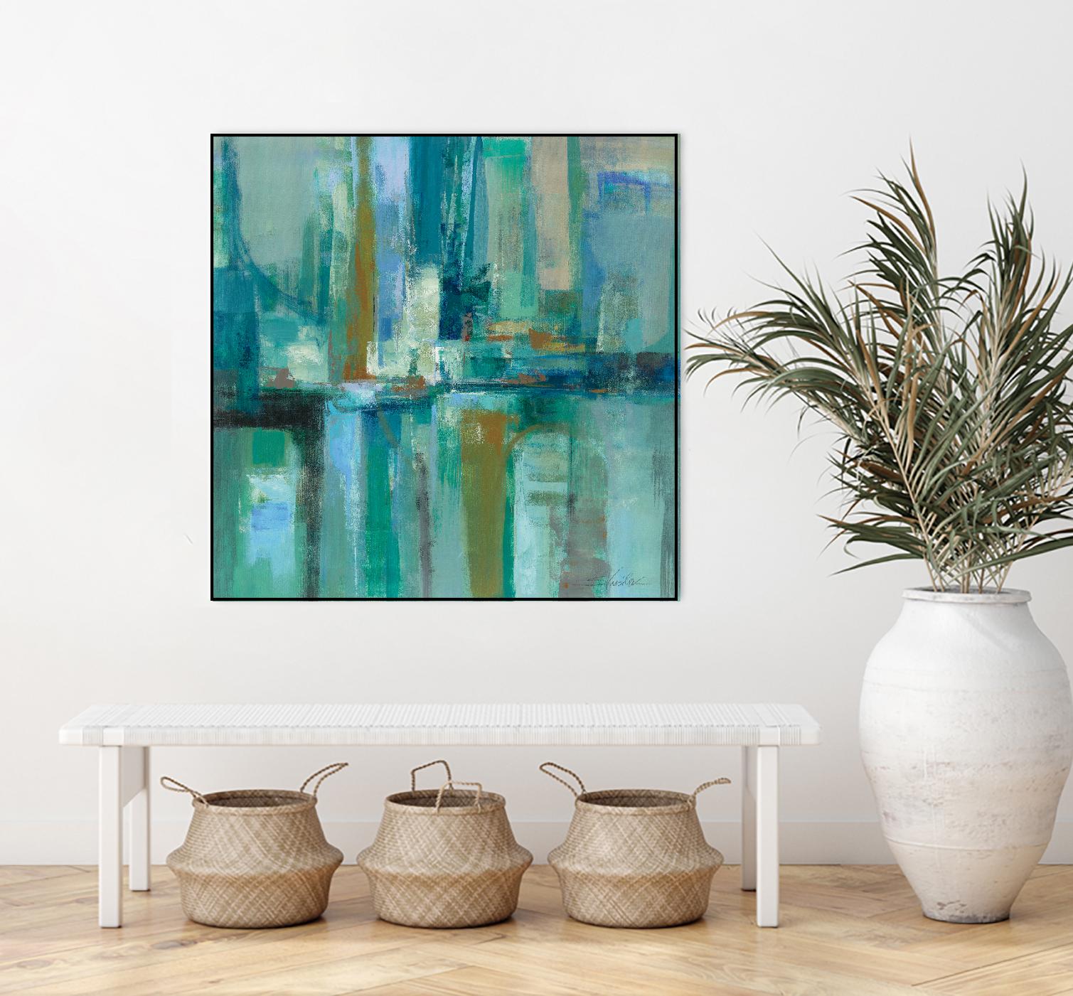A Walk in the Rain by Silvia Vassileva on GIANT ART - turquoise abstract