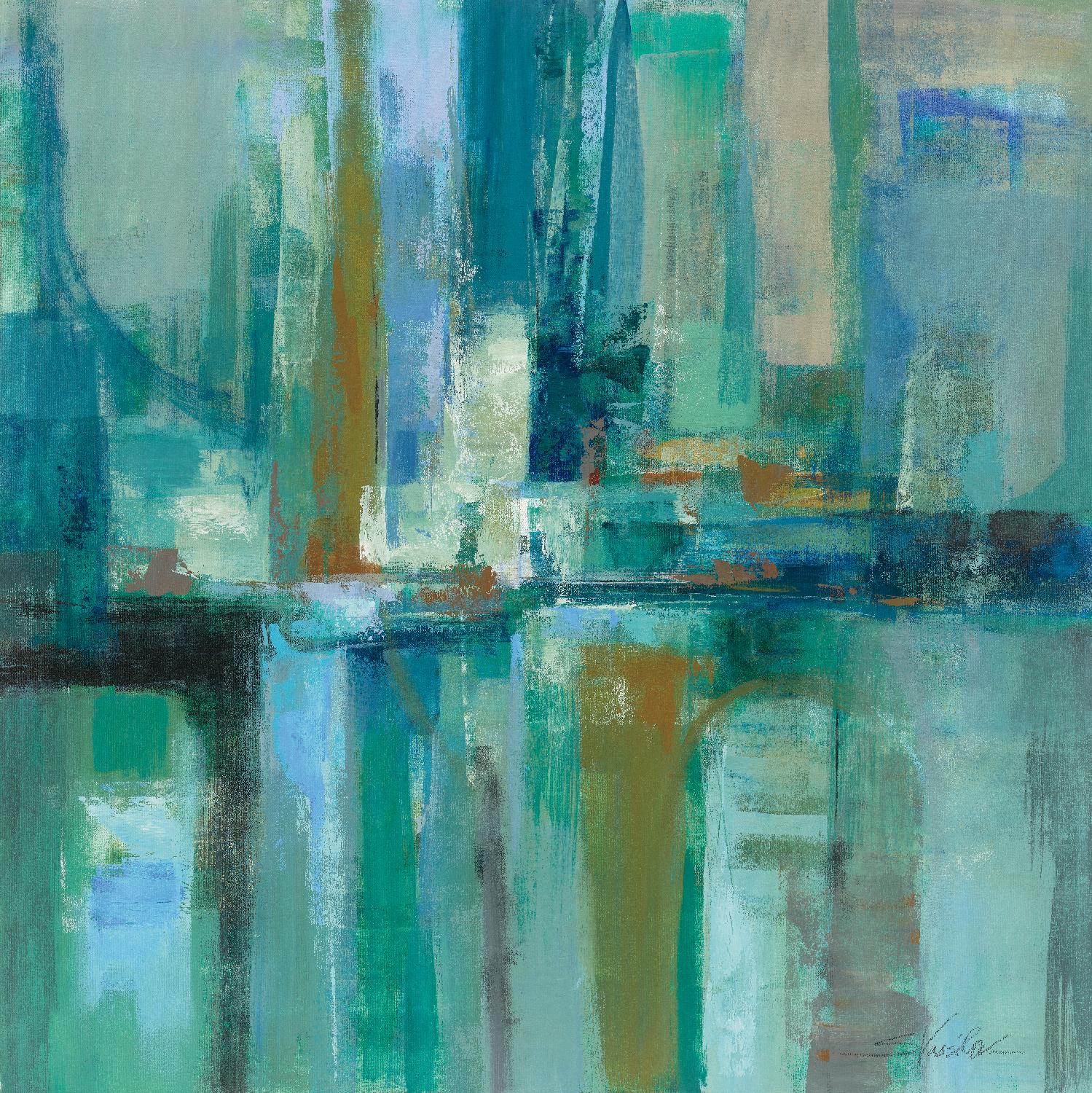 A Walk in the Rain by Silvia Vassileva on GIANT ART - turquoise abstract