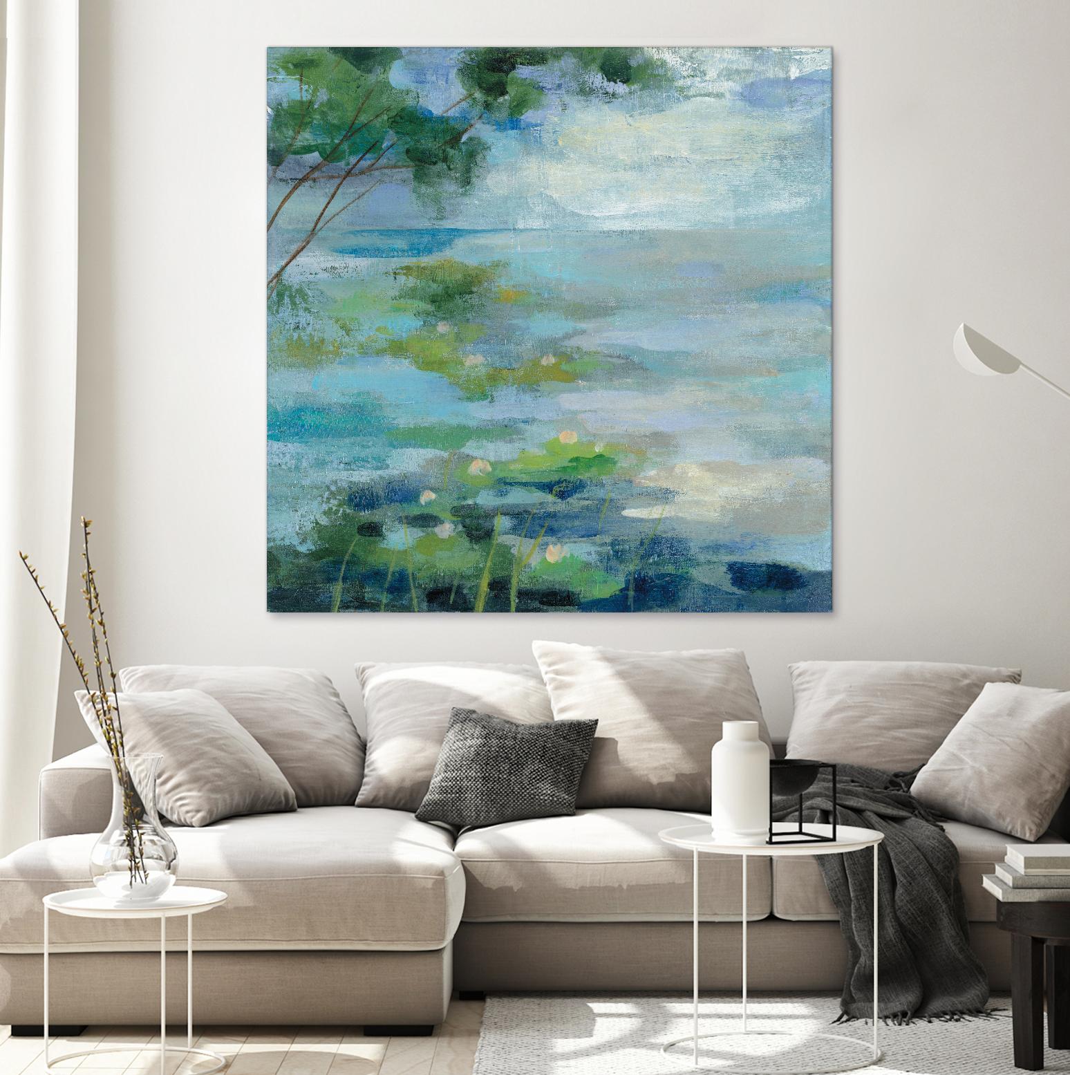 Lily Pond I by Silvia Vassileva on GIANT ART - blue landscape