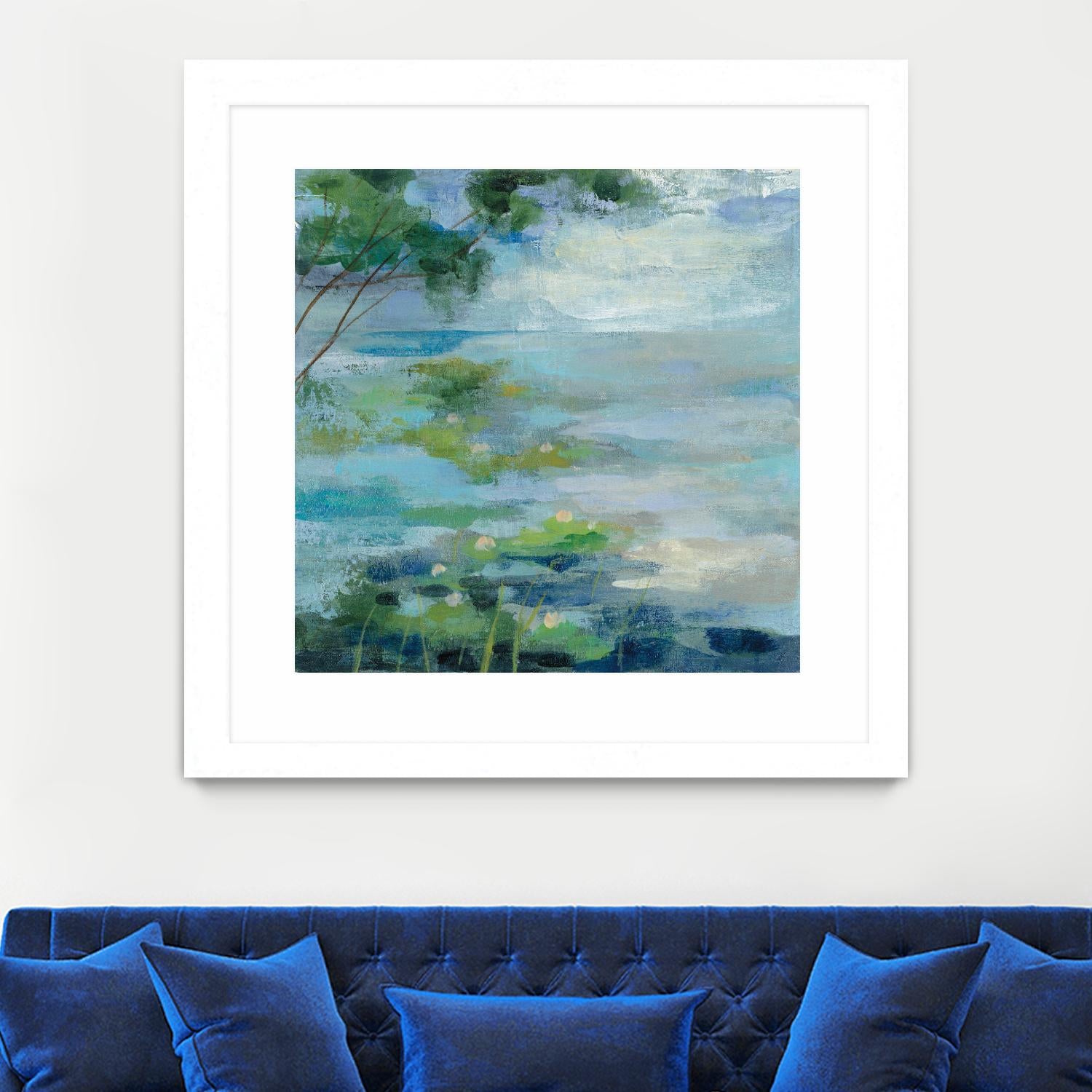 Lily Pond I by Silvia Vassileva on GIANT ART - blue landscape