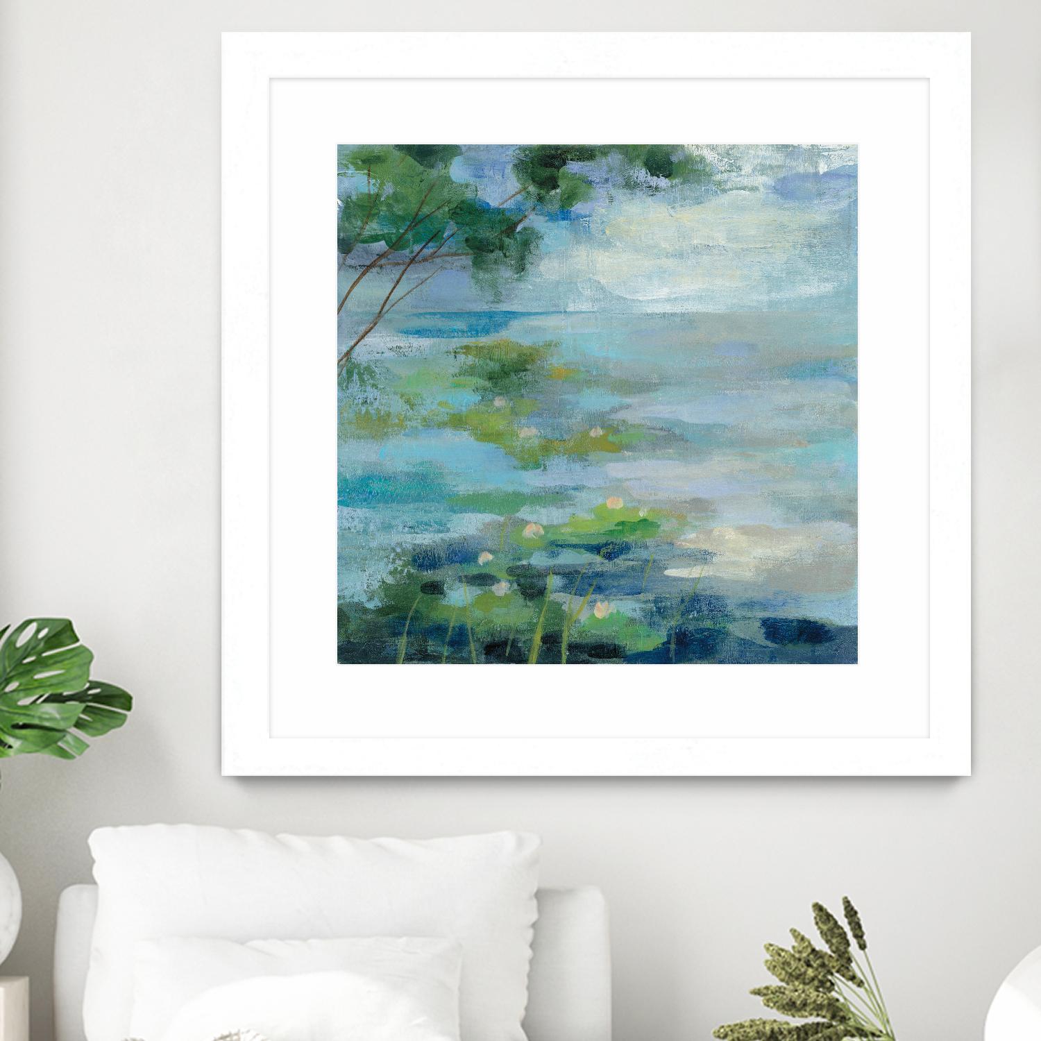 Lily Pond I by Silvia Vassileva on GIANT ART - blue landscape
