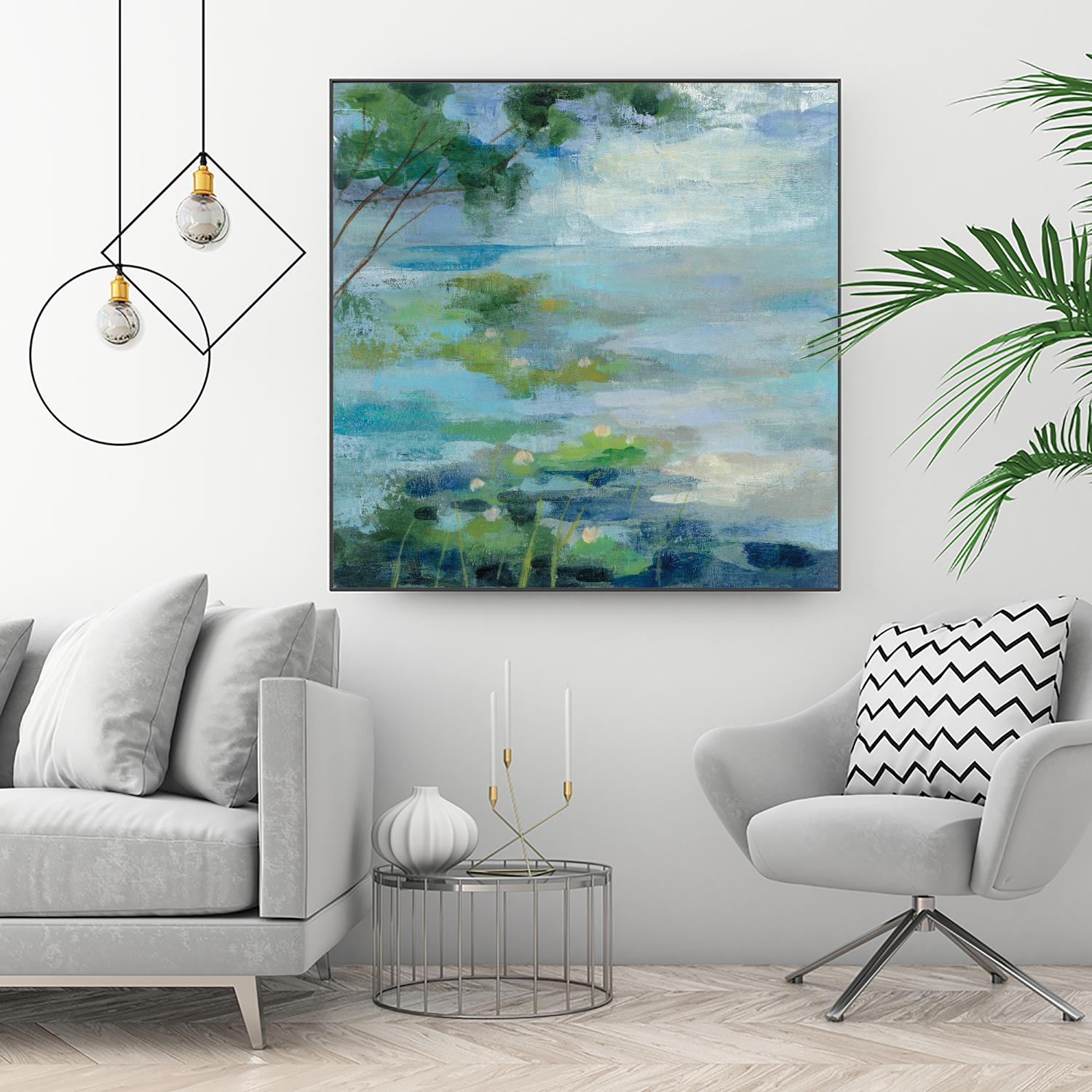 Lily Pond I by Silvia Vassileva on GIANT ART - blue landscape