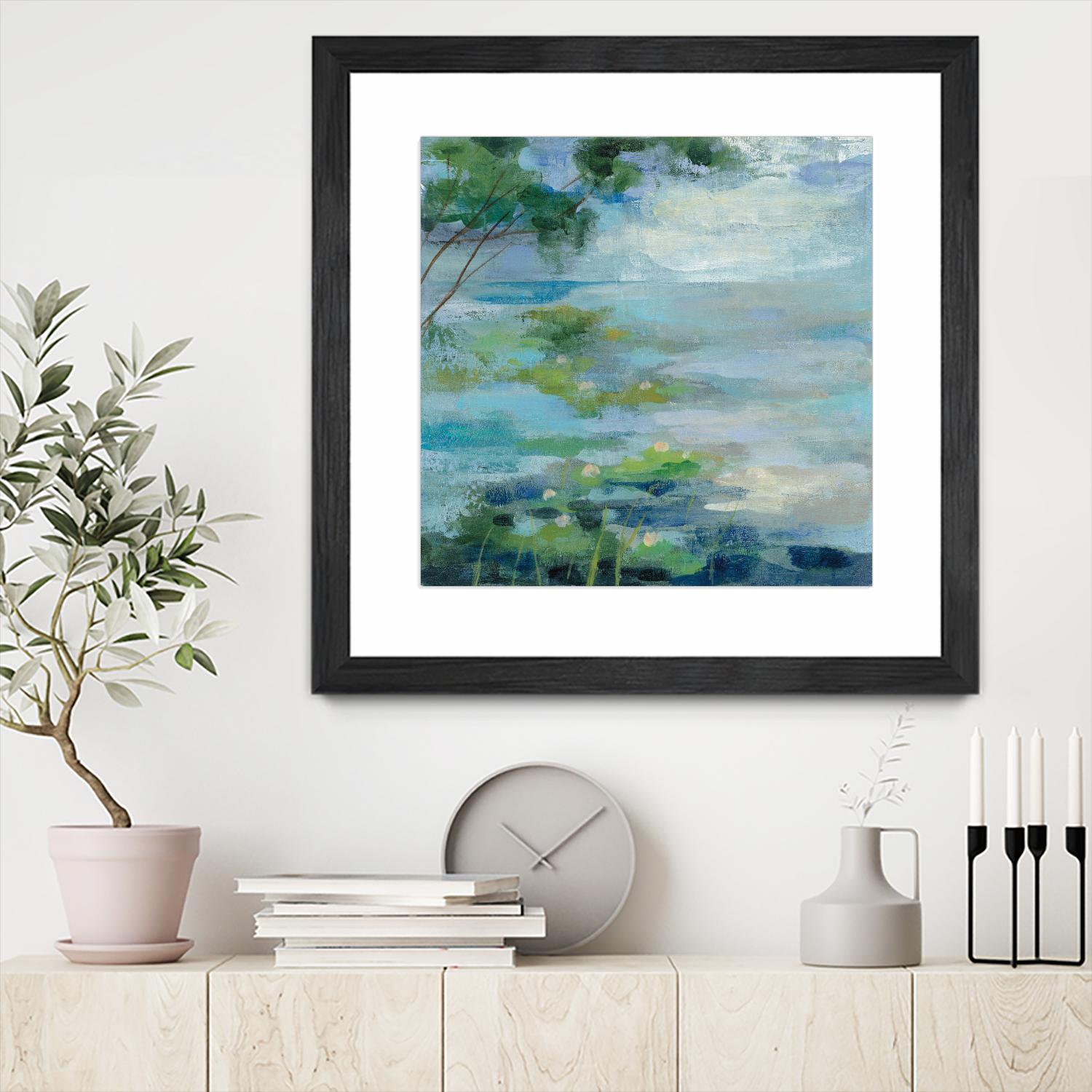 Lily Pond I by Silvia Vassileva on GIANT ART - blue landscape