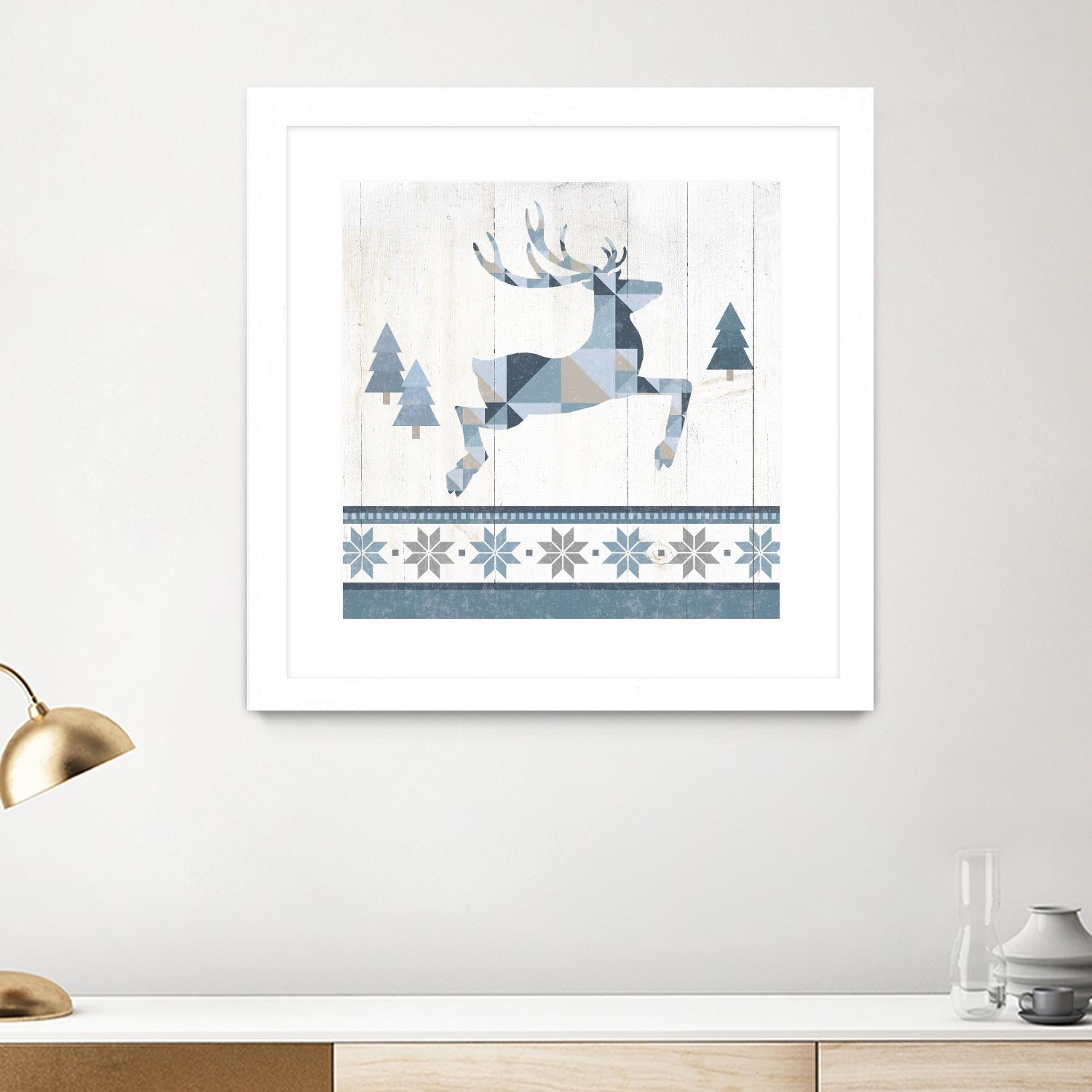 Nordic Geo Lodge Deer III by Portfolio on GIANT ART - white country look