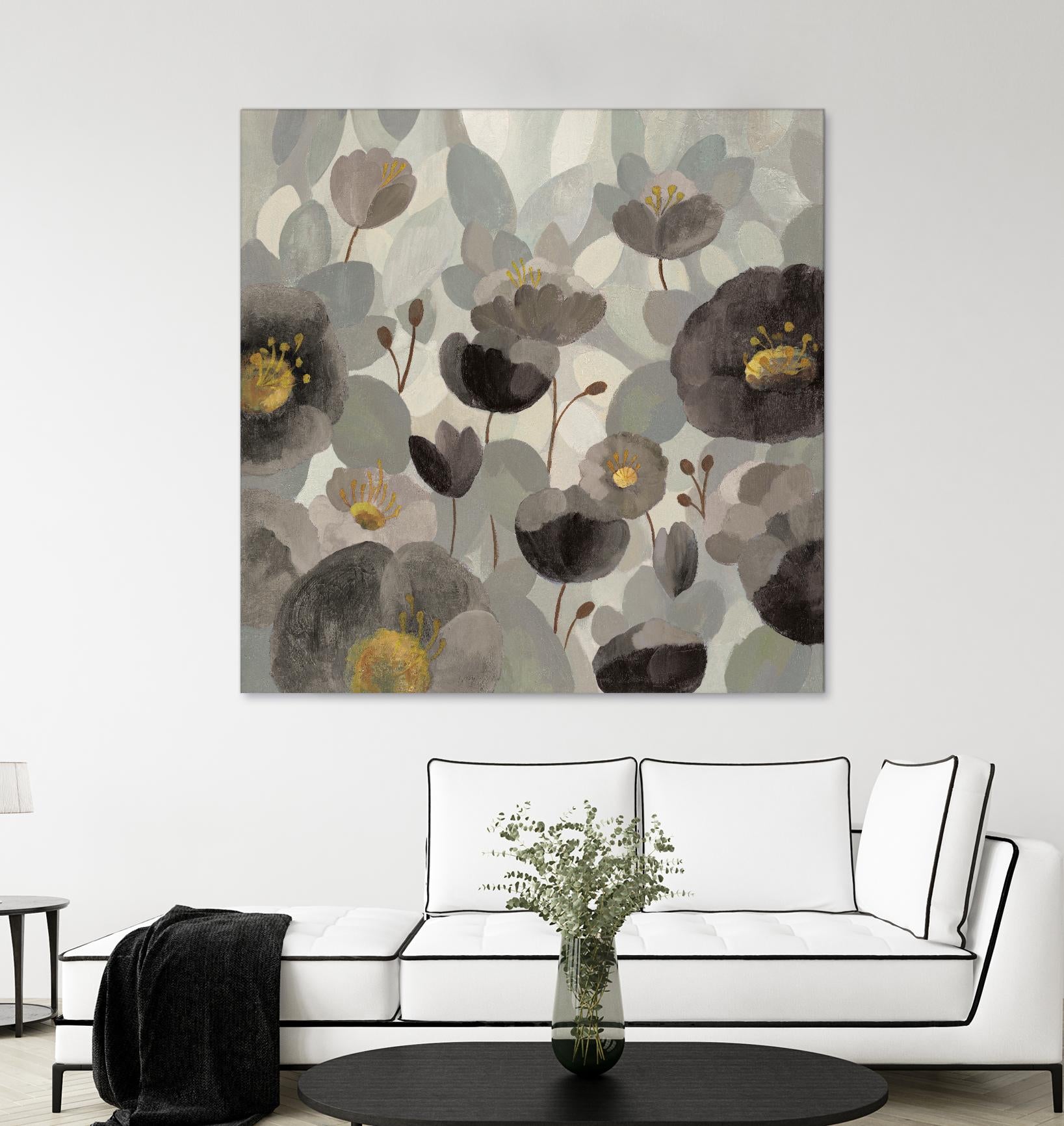 Morning Bloom Greige by Silvia Vassileva on GIANT ART - yellow floral