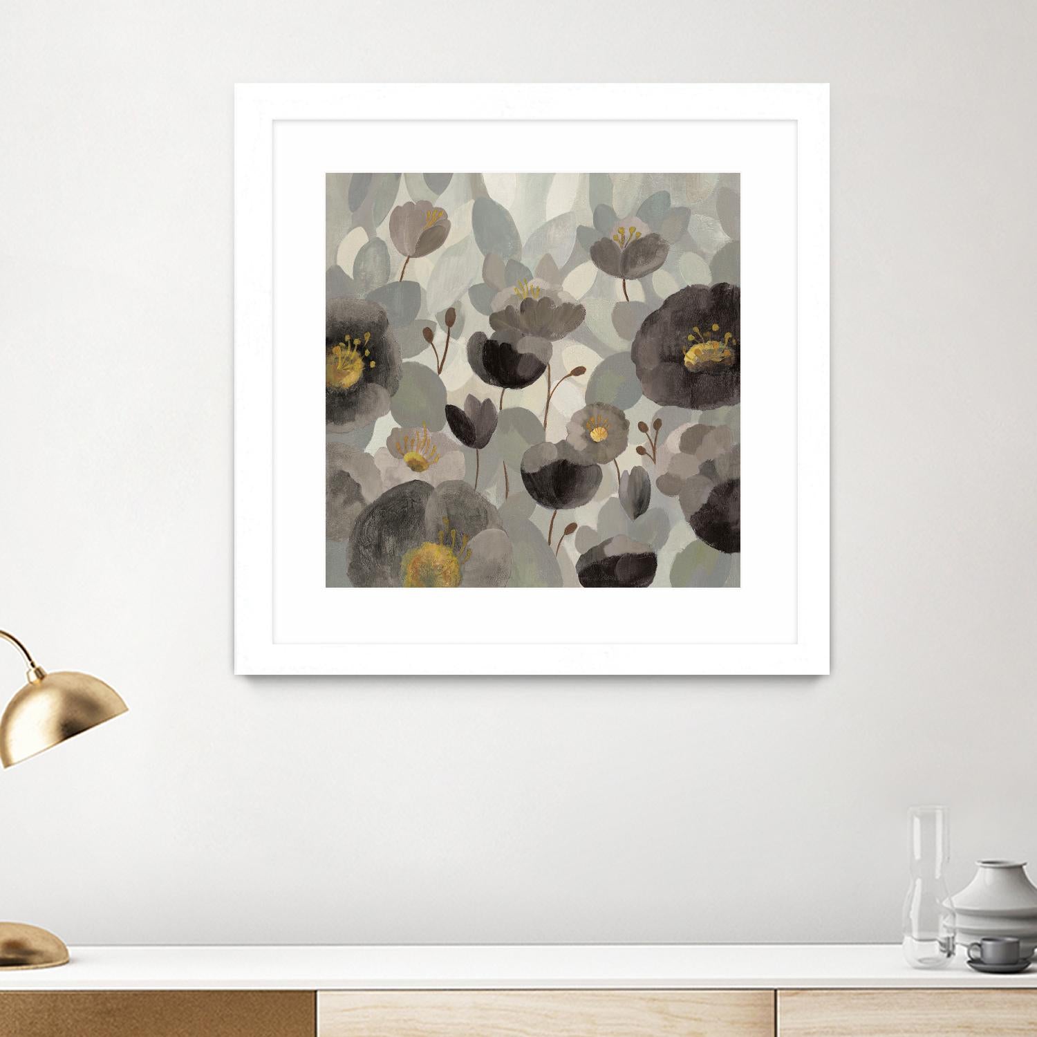 Morning Bloom Greige by Silvia Vassileva on GIANT ART - yellow floral