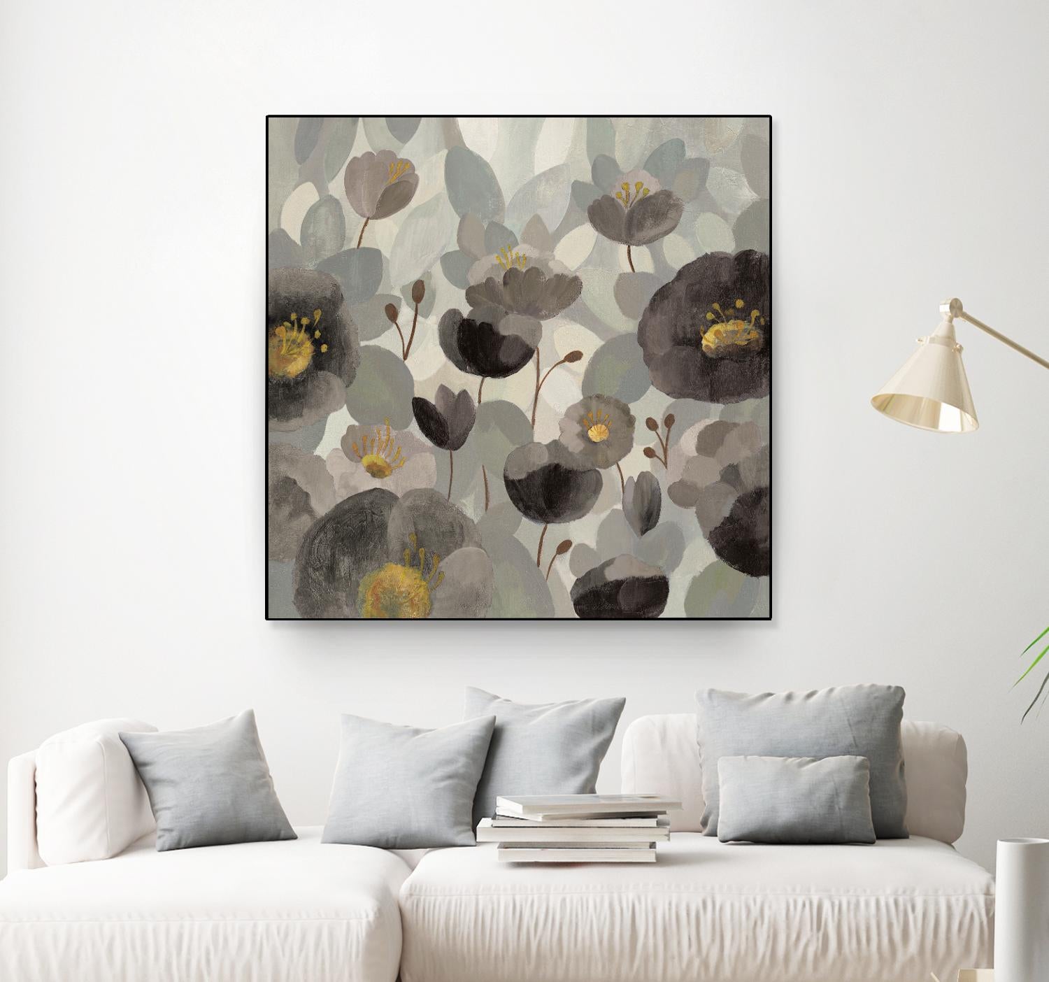 Morning Bloom Greige by Silvia Vassileva on GIANT ART - yellow floral
