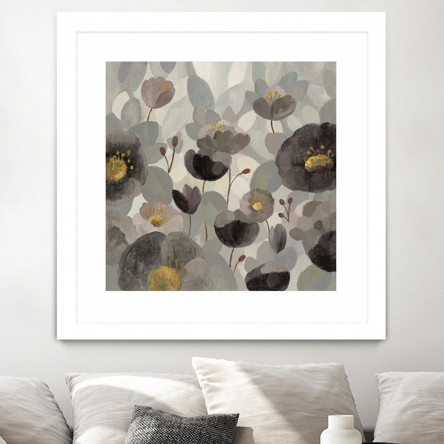 Morning Bloom Greige by Silvia Vassileva on GIANT ART - yellow floral