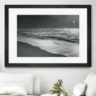 Moonrise Beach Black and White by Sue Schlabach on GIANT ART - white sea scene