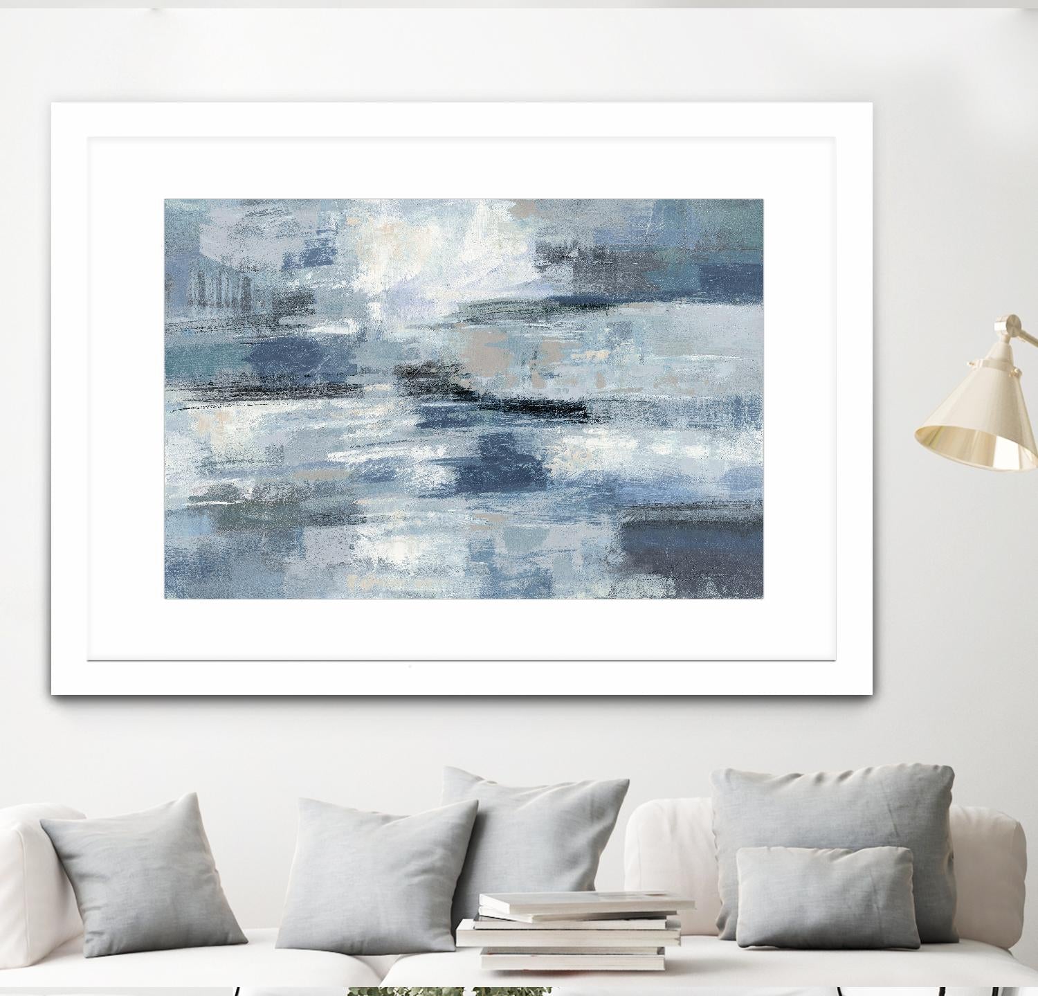 Clear Water Indigo and Gray by Silvia Vassileva on GIANT ART - white abstract