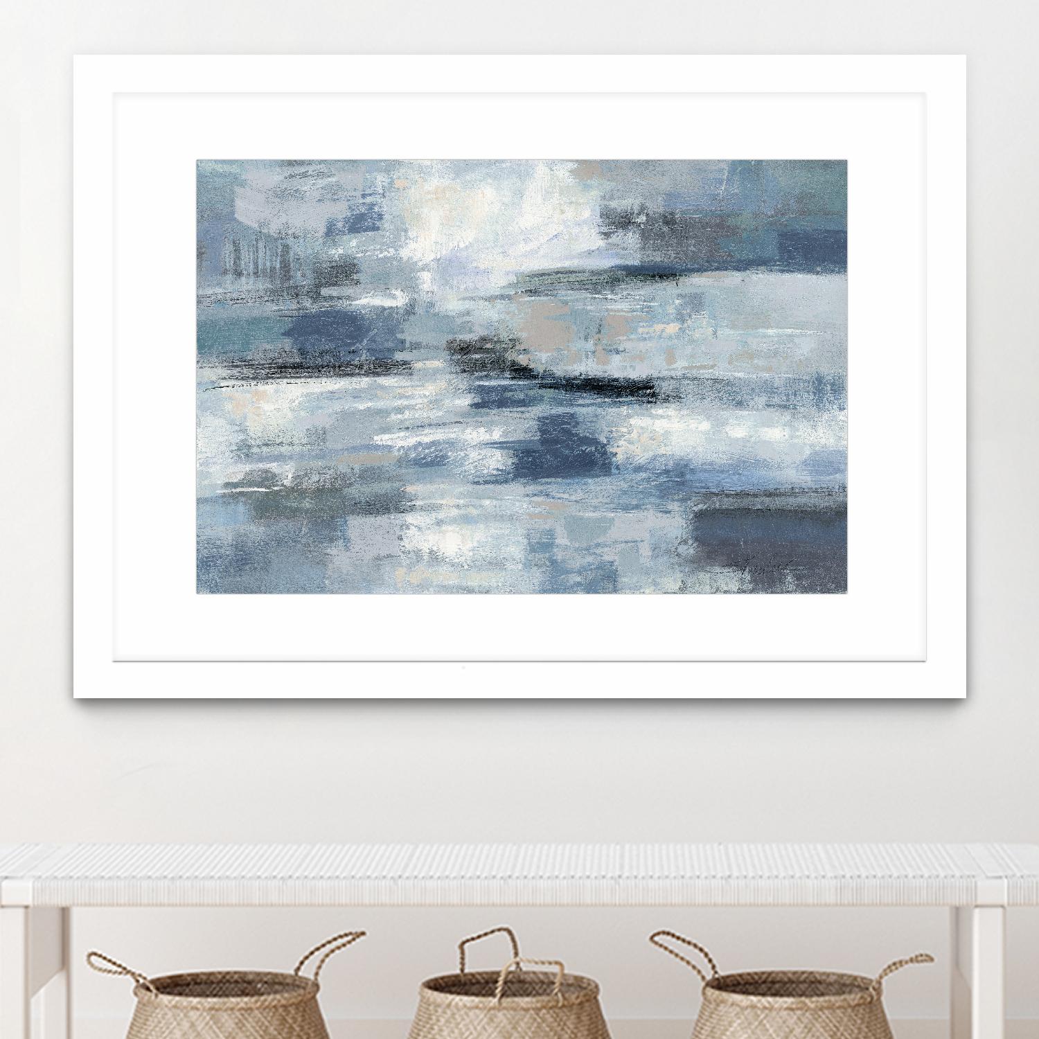 Clear Water Indigo and Gray by Silvia Vassileva on GIANT ART - white abstract