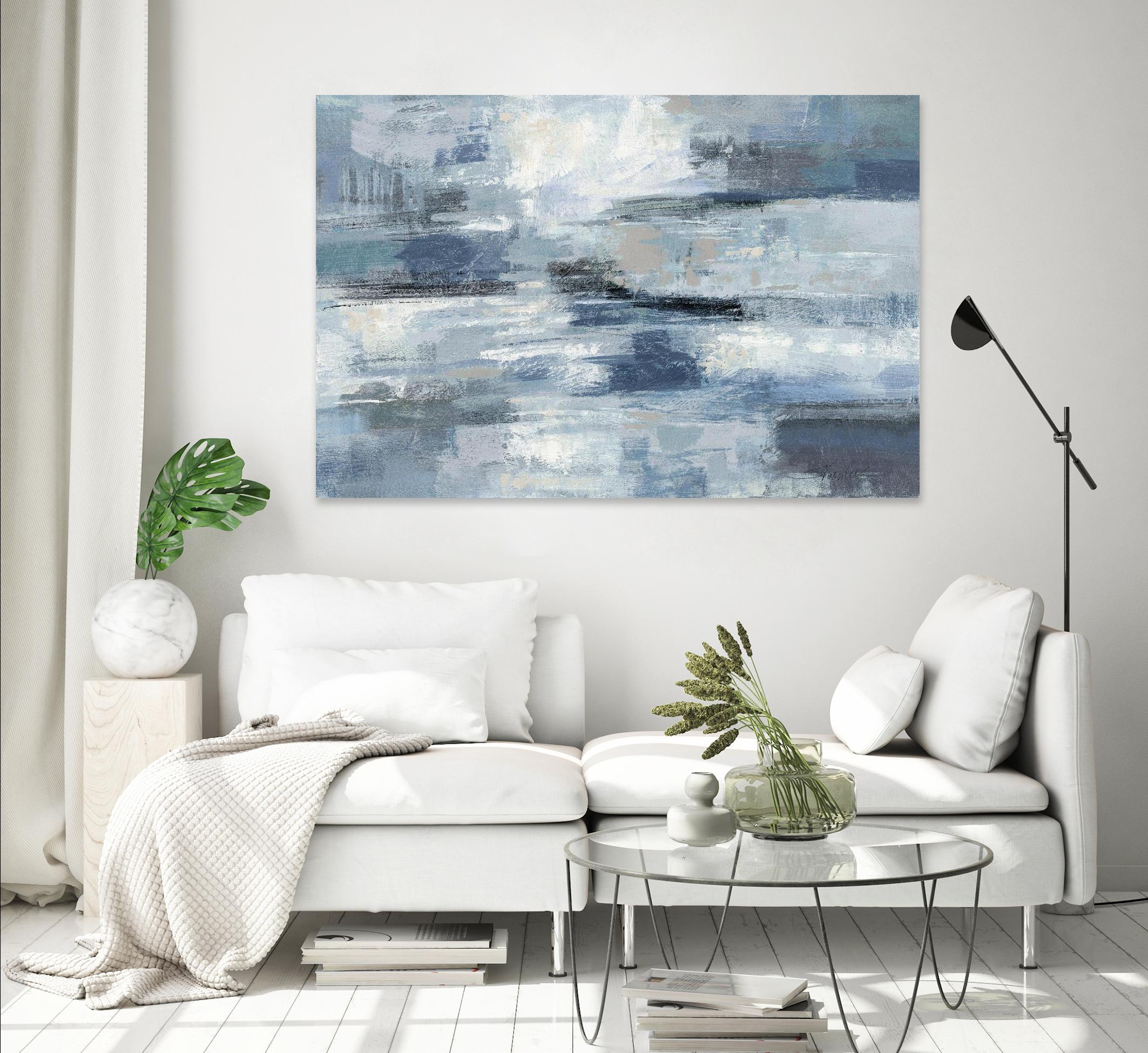 Clear Water Indigo and Gray by Silvia Vassileva on GIANT ART - white abstract